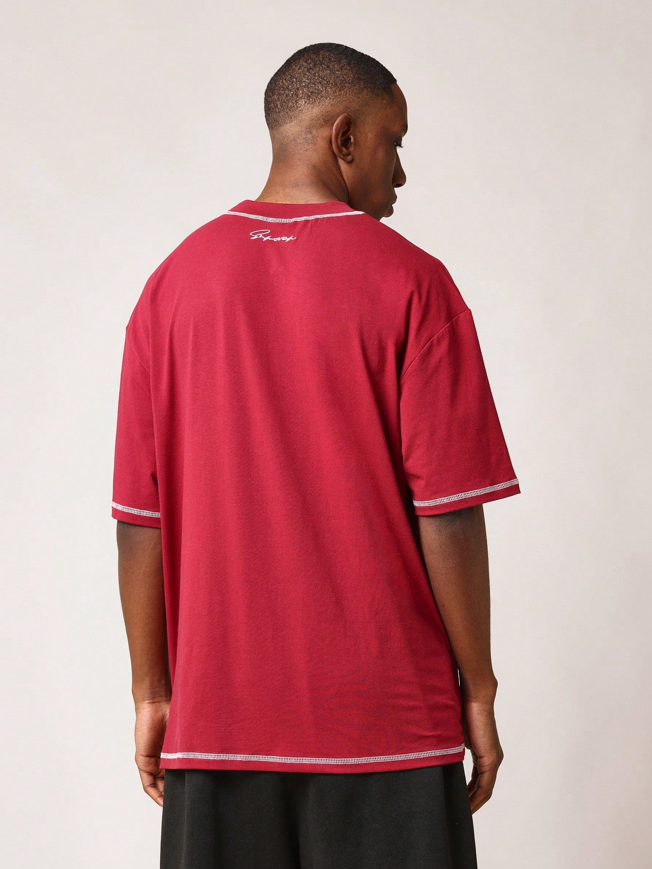 Regular Fit Short Sleeve Heavyweight Contrast Stitch Essential Tee