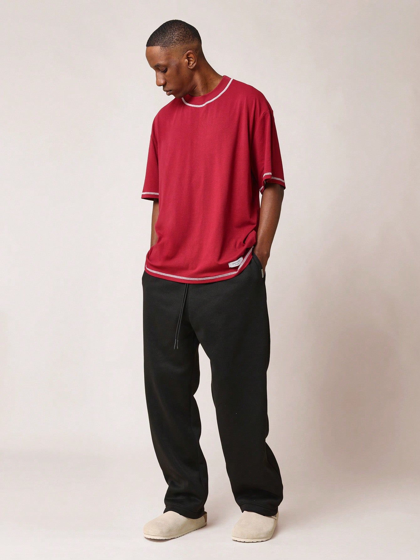 Regular Fit Short Sleeve Heavyweight Contrast Stitch Essential Tee