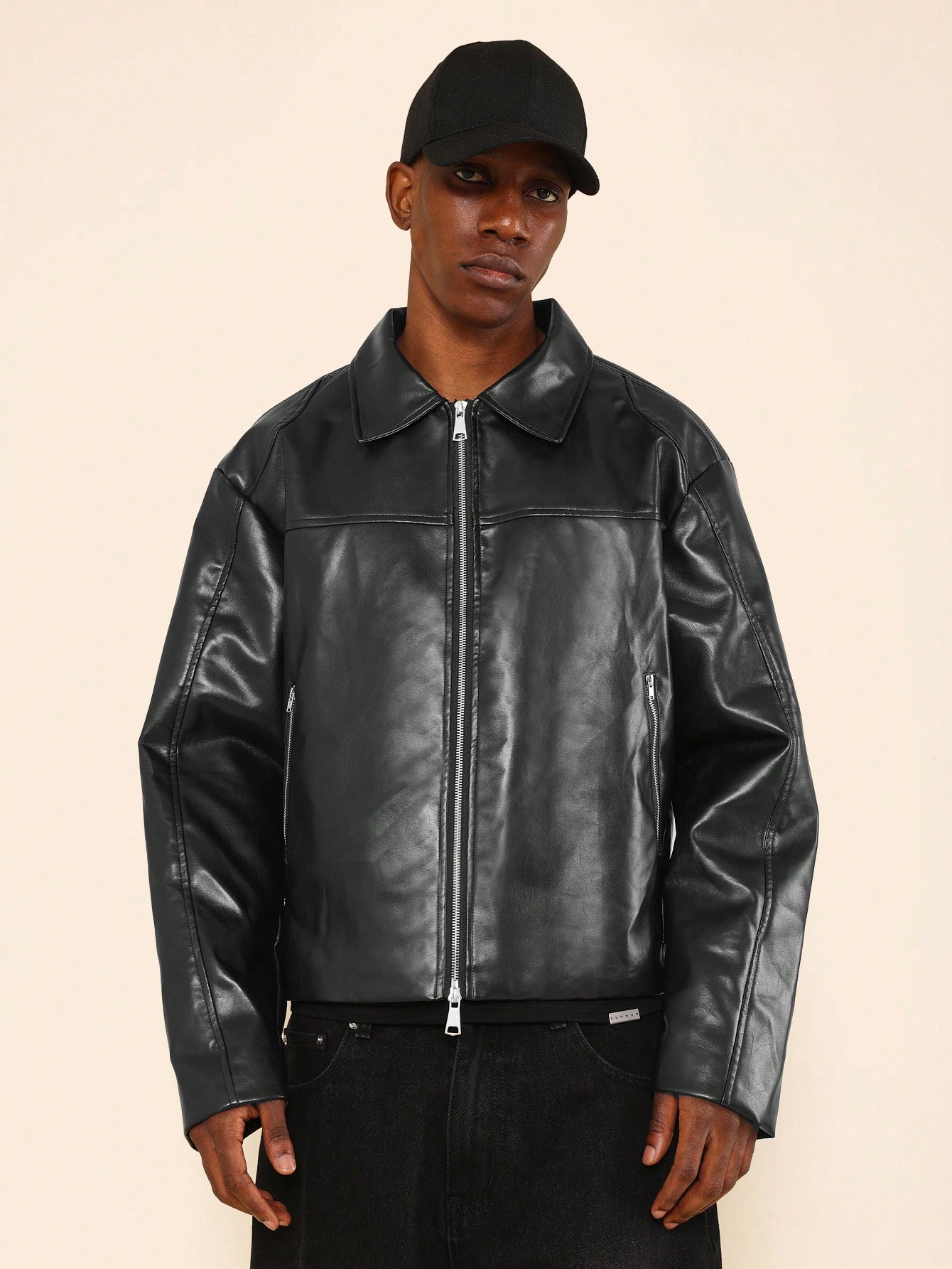 PU Zip-Up Biker Jacket