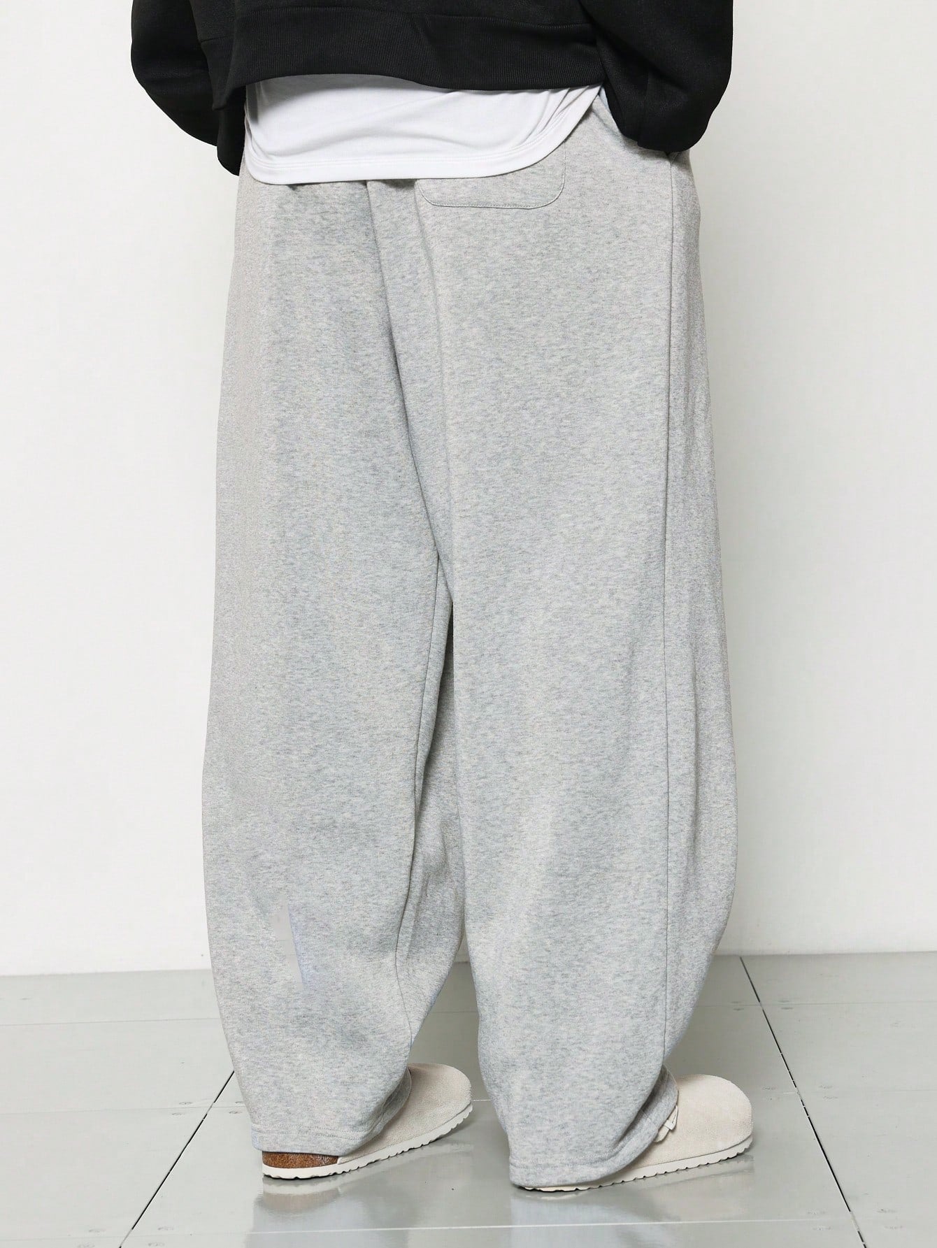 Skater Fit Sweatpants With Panel & Drawcord