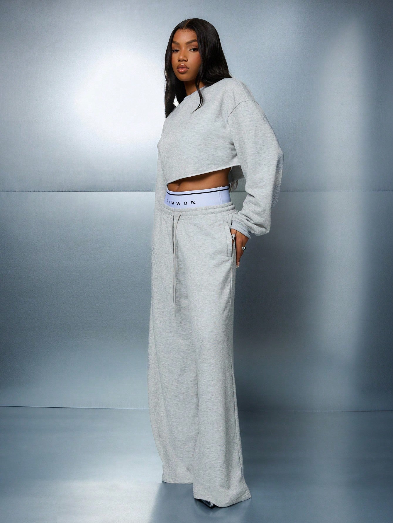 SUMWON WOMEN Pull On Wide Leg Jogger Pants With Draw Cords