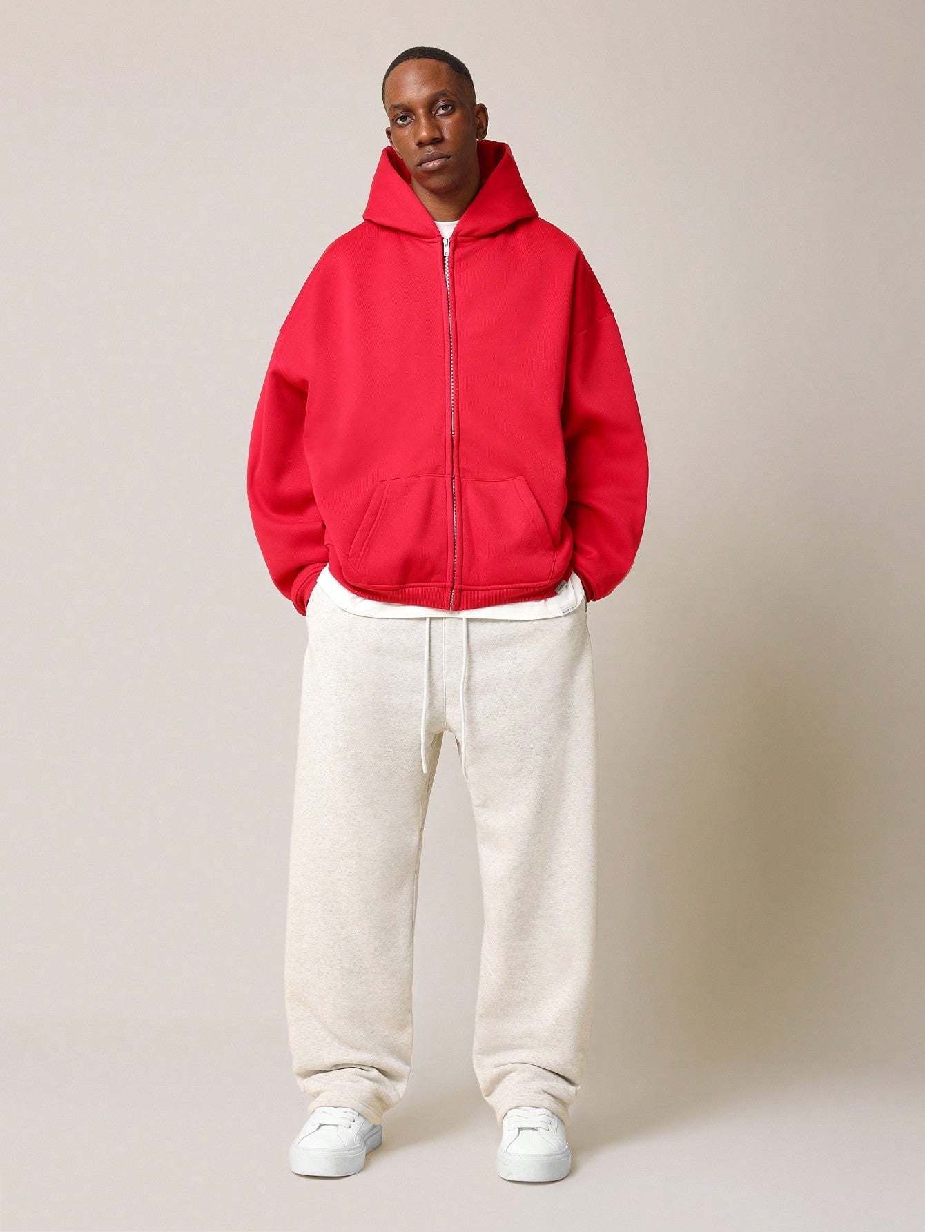 Oversized Fit Essential Zip Through Hoodie