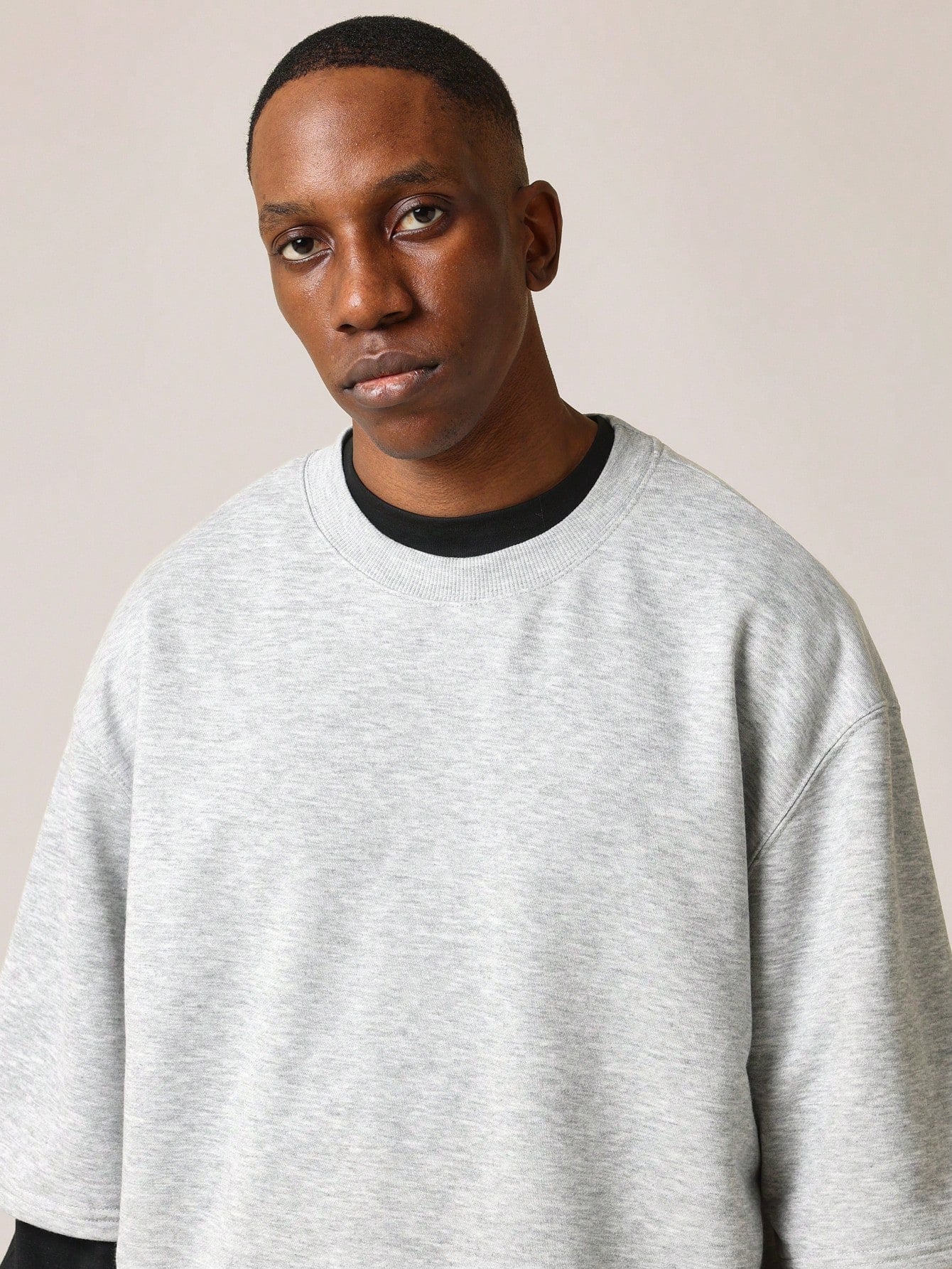 Oversized Elbow Sleeve Heavyweight Essential Tee With Side Vent Hem