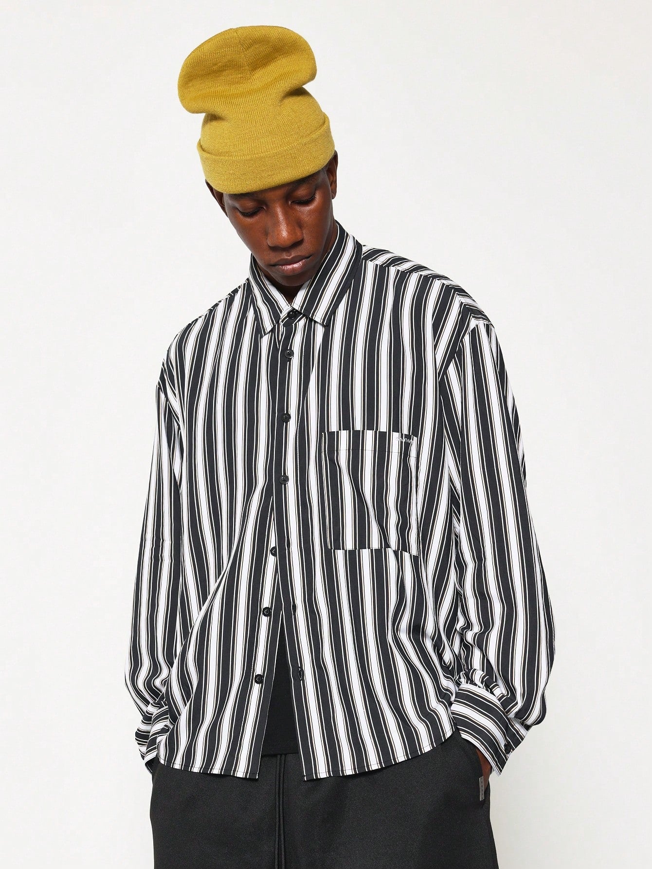 Regular Fit Long Sleeve Stripe Shirt With Pocket