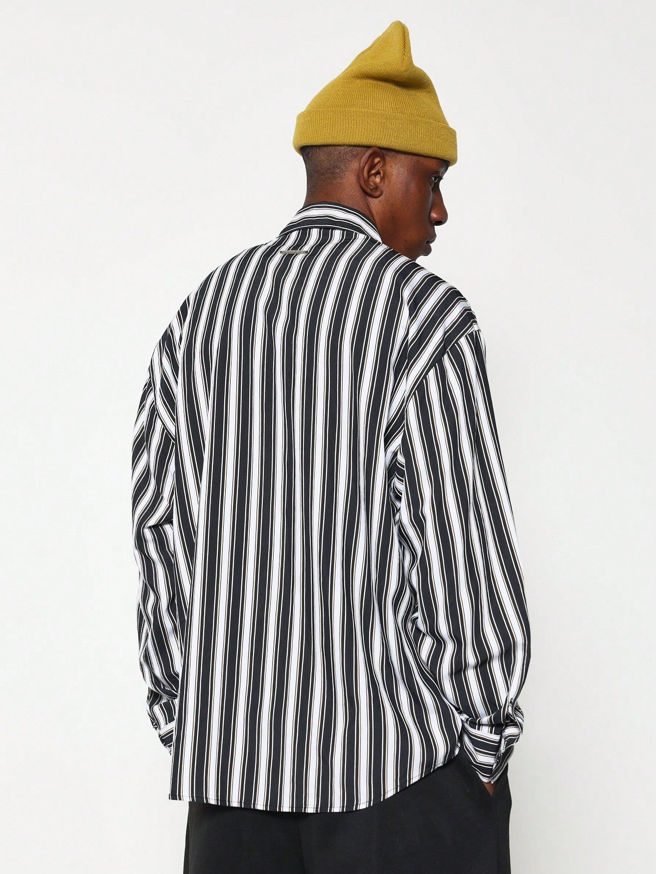 Regular Fit Long Sleeve Stripe Shirt With Pocket