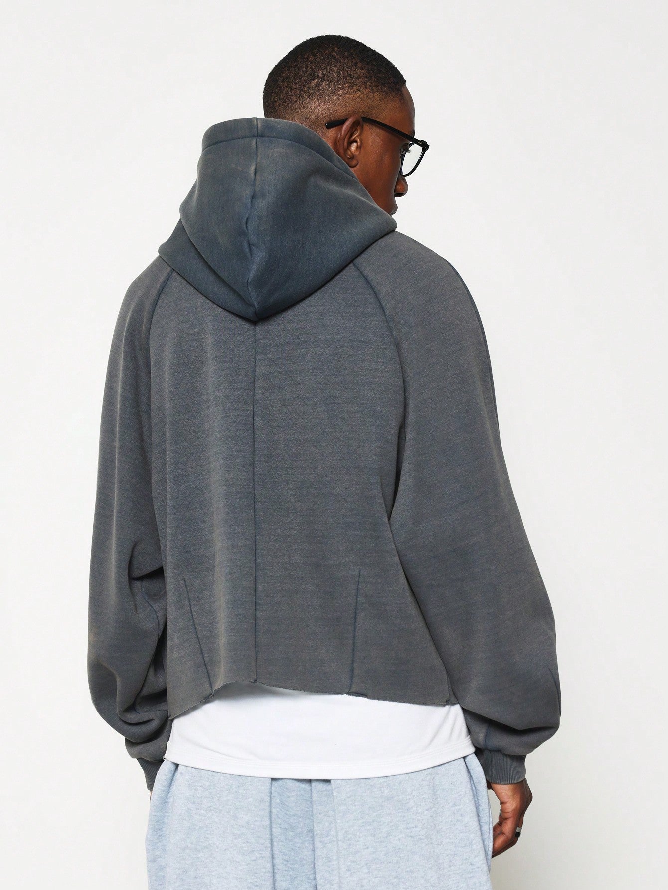 Crop Overhead Hoodie With Small Graphic Print