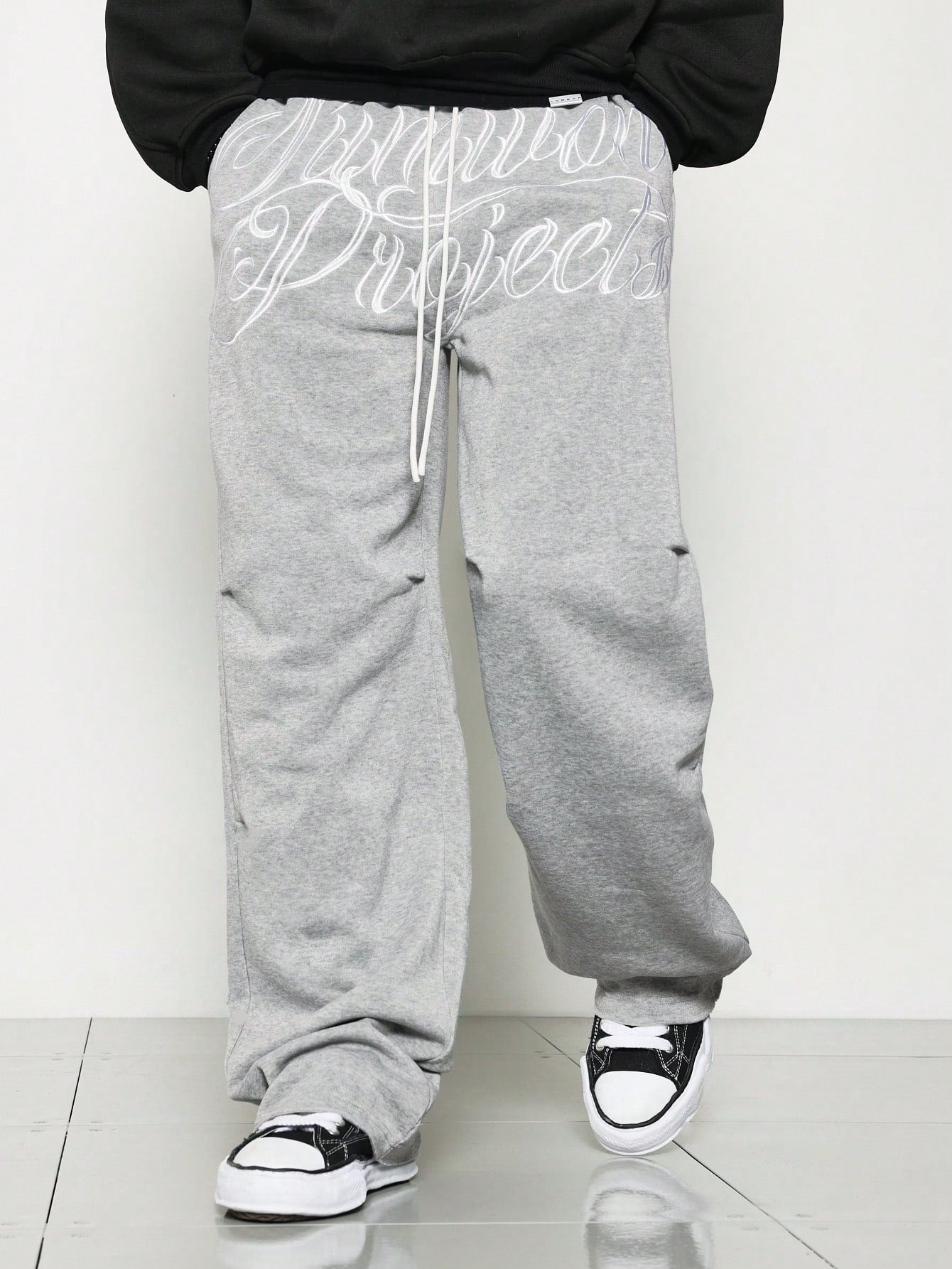 Straight Fit Sweatpants With Large Front Embroidery