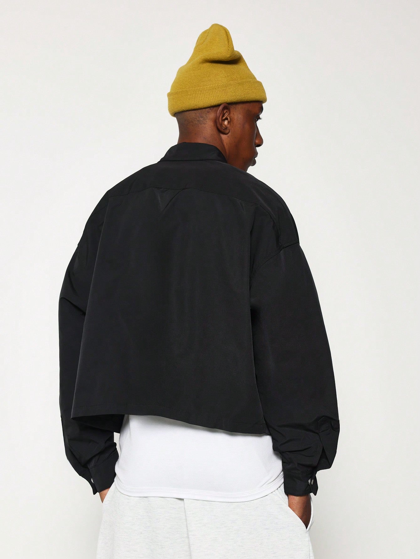 Cropped Nylon Long Sleeve Utility Shirt