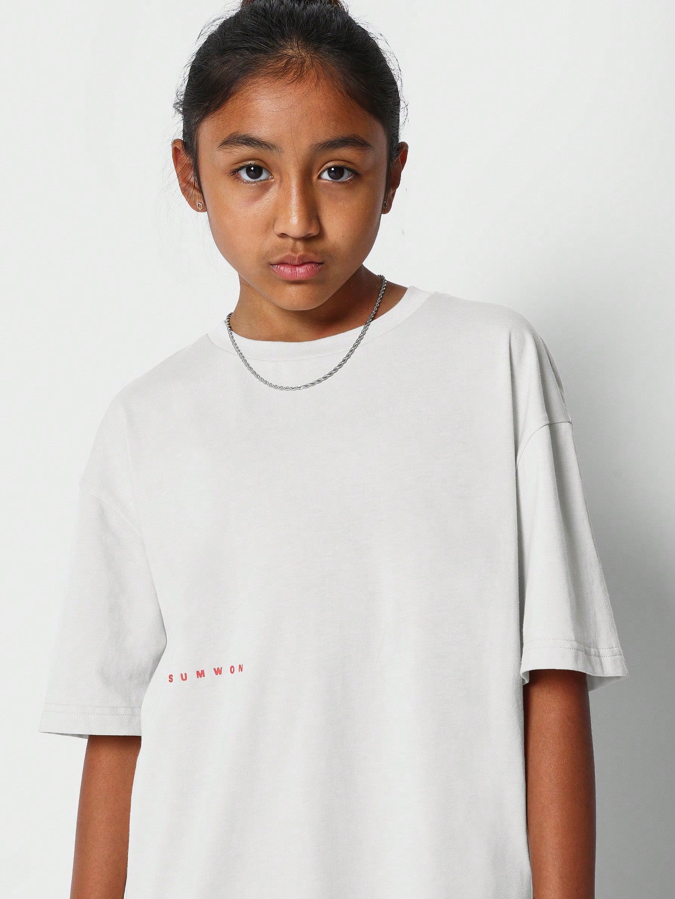 Tween Girls Oversized Fit Tee With Back Graffiti Graphic Print