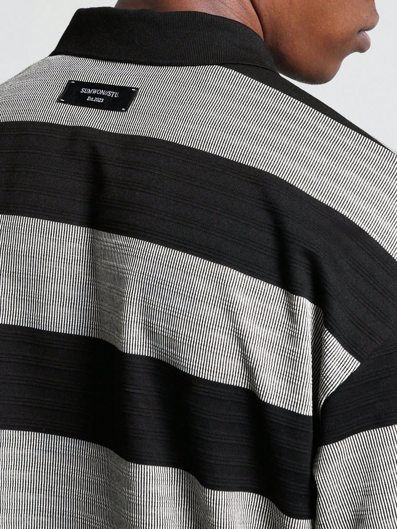 Regular Fit Texture Stripe Long Sleeve Polo Shirt