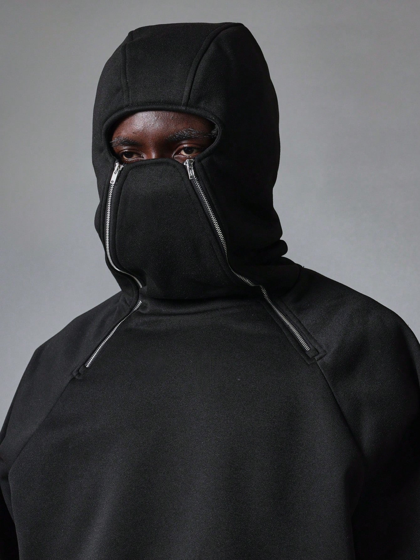 Regular Fit Zip-Up Mask Hoodie