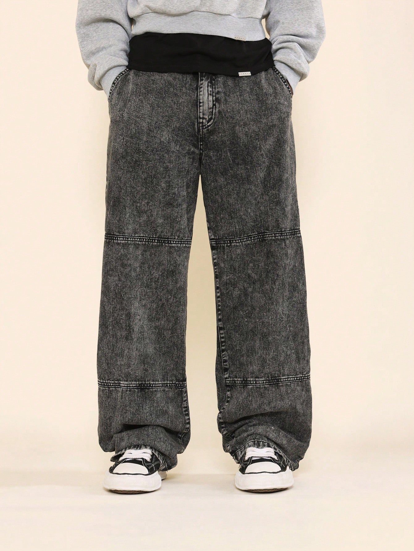 Straight Fit Washed Double Knee Jean