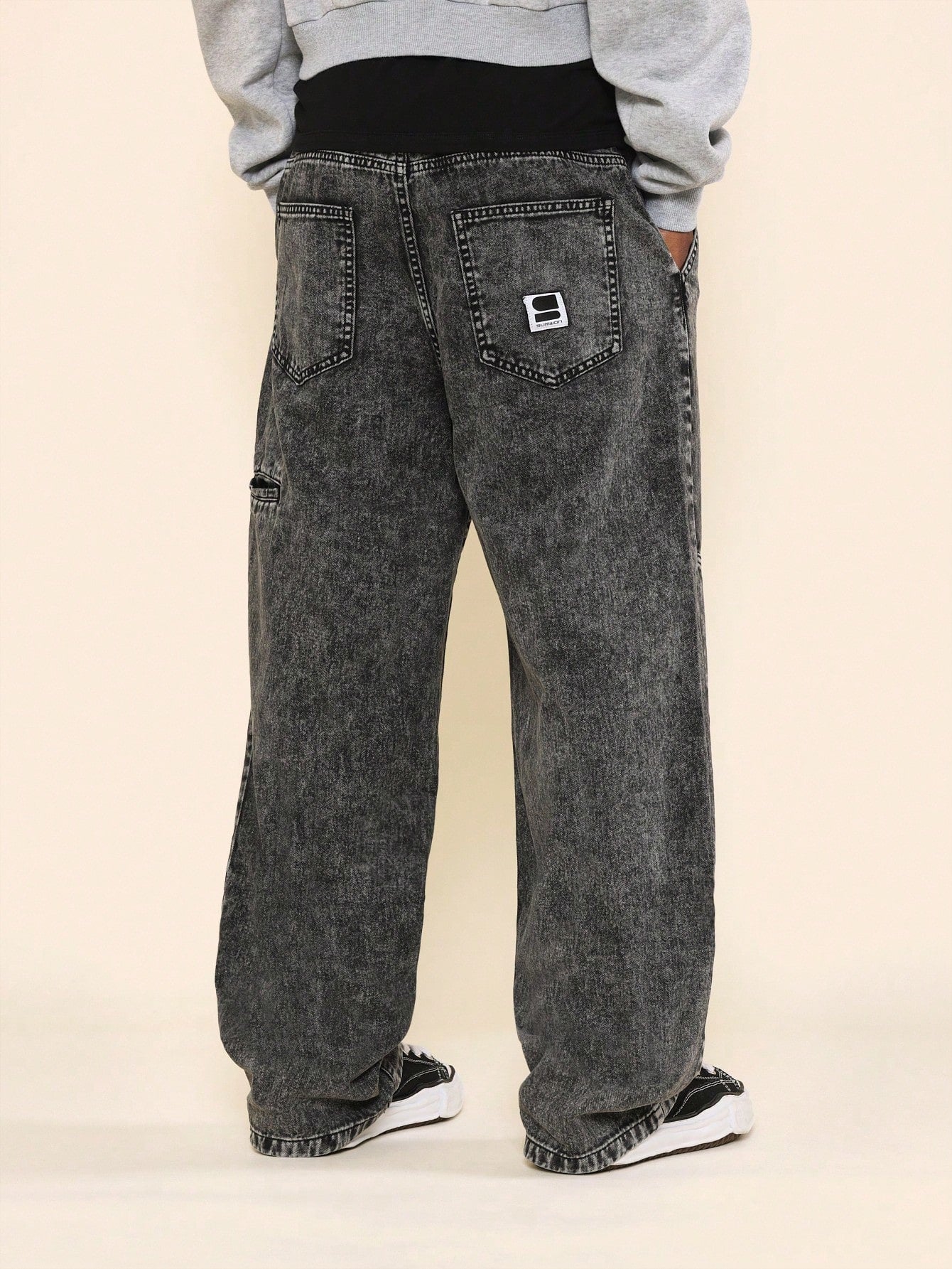 Straight Fit Washed Double Knee Jean