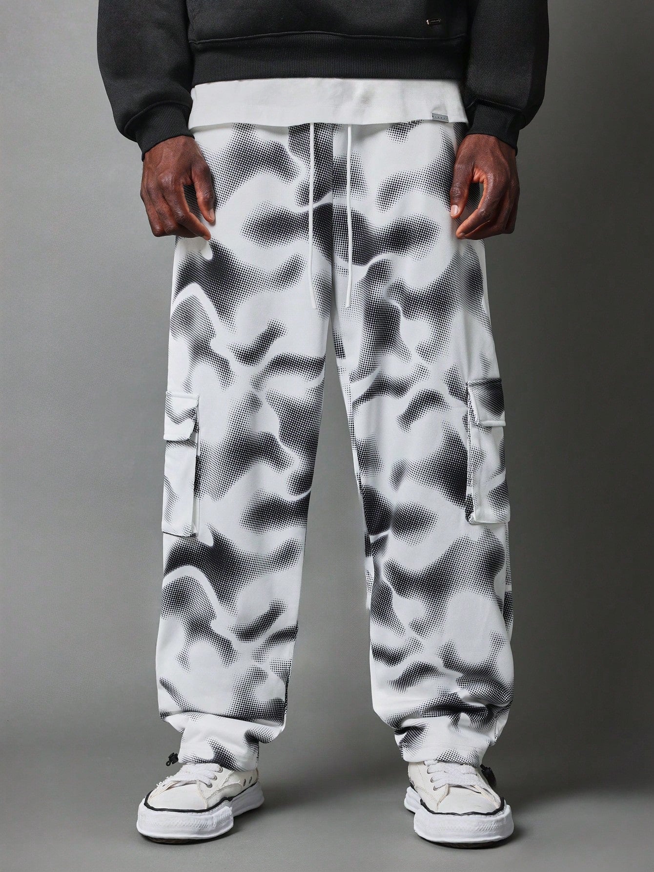 Straight Fit Pixelated Camouflage Printed Cargo Jogger