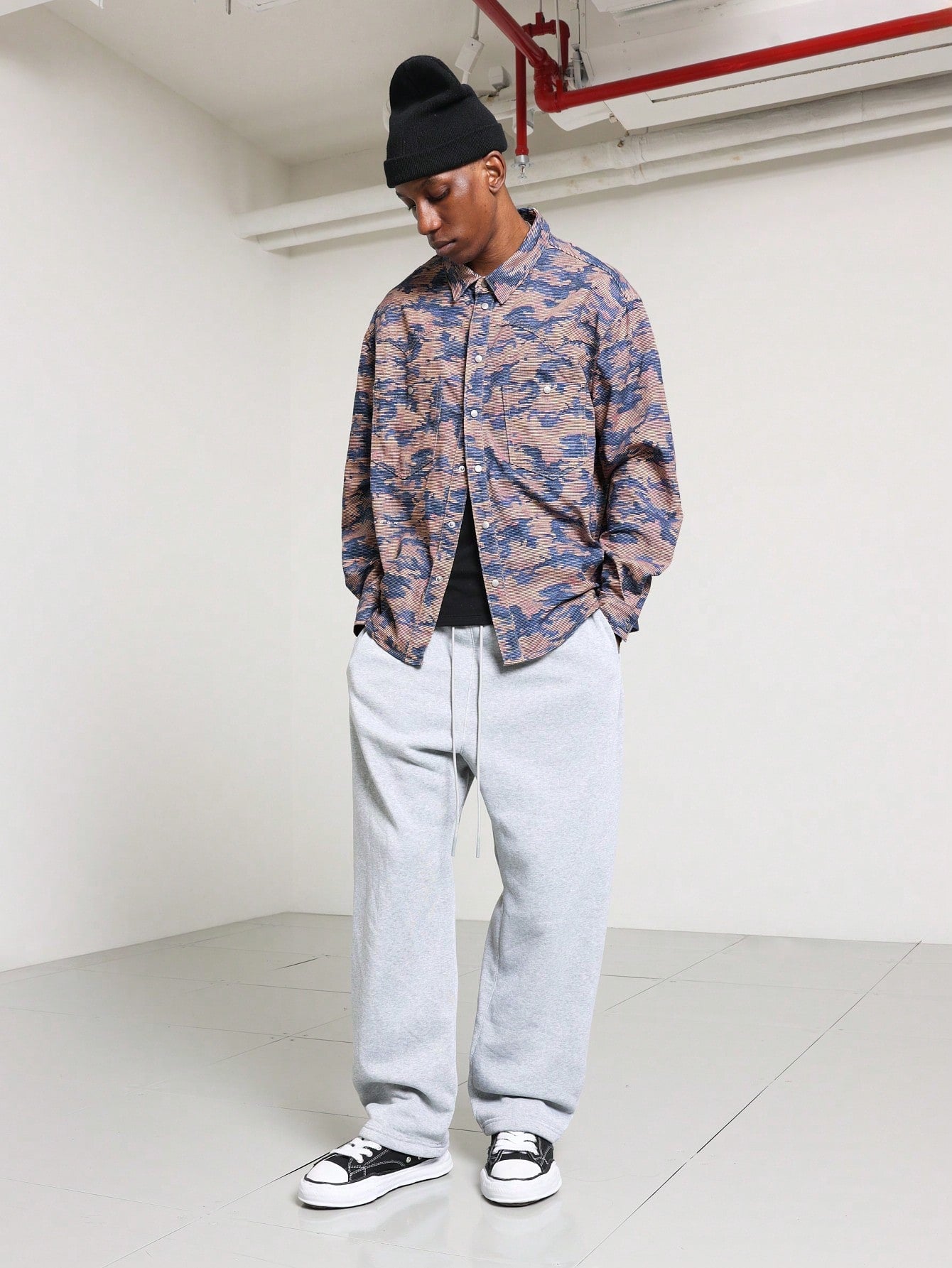 Regular Fit Printed Twill Denim Western Shirt