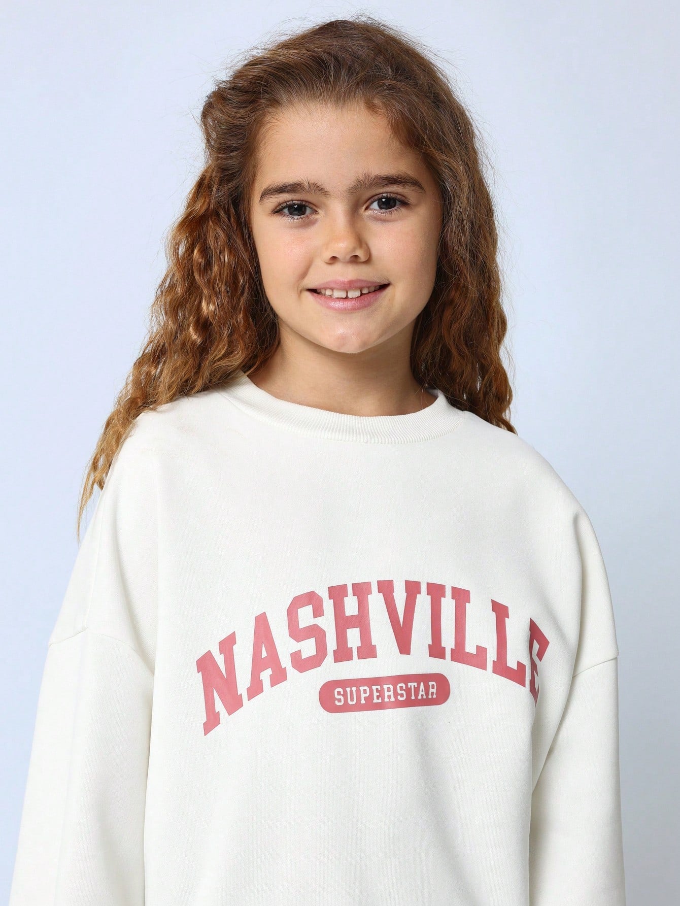 Tween Girls Oversized Nashville Graphic Print Sweatshirt