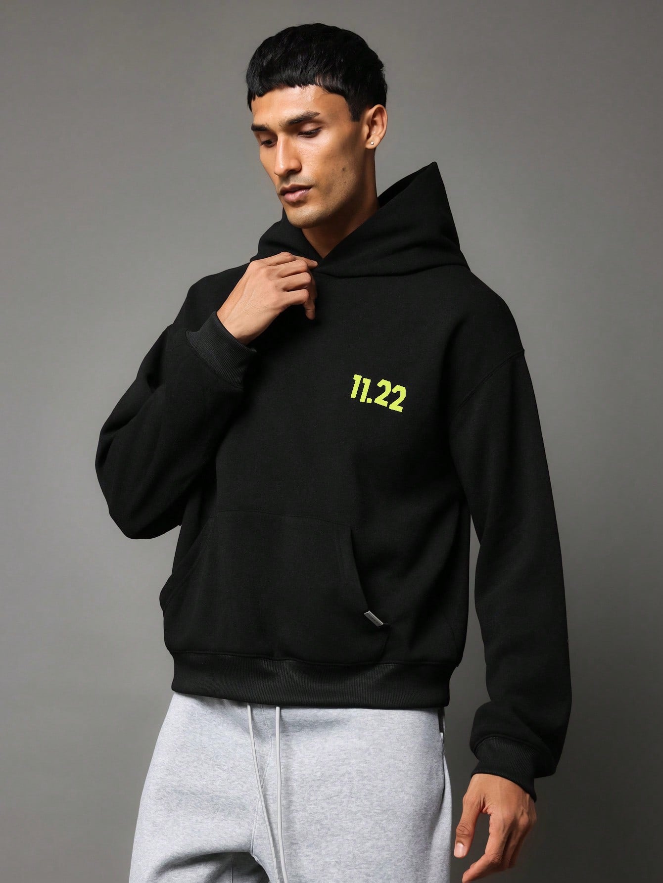 Regular Fit Overhead Hoodie With Front And Back Graphic Print