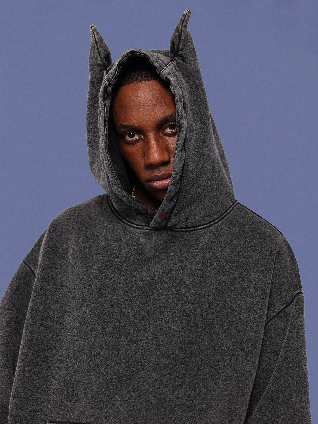 Regular Fit Overhead Washed Hoodie With Ears