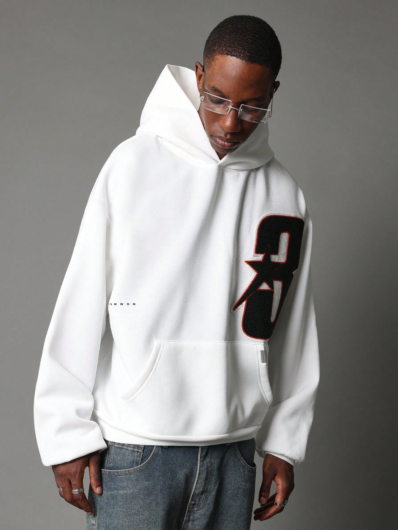 Regular Fit Overhead Hoodie With Applique Embroidery