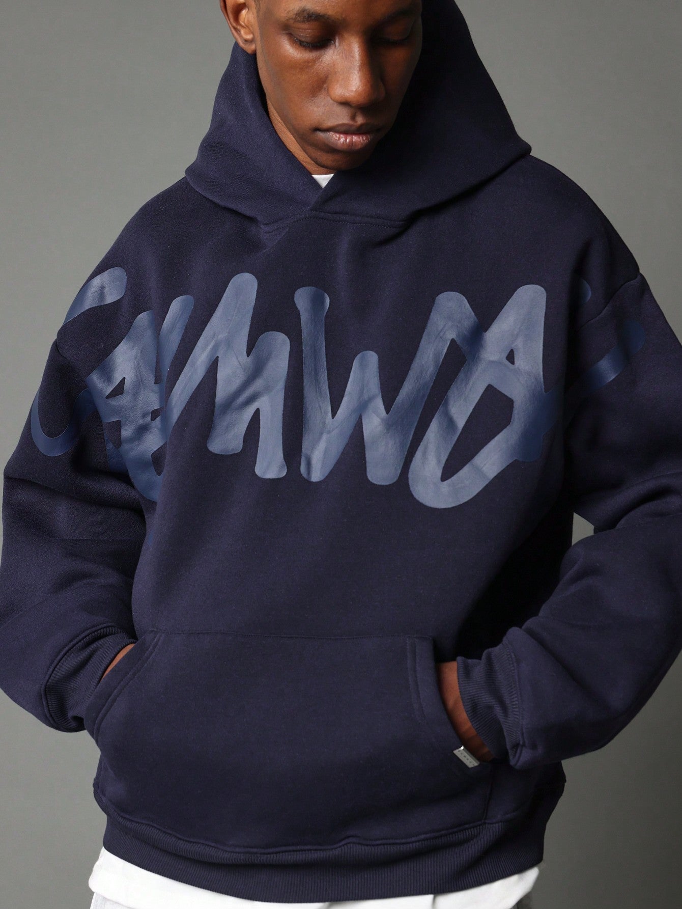 Regular Fit Overhead Hoodie With Graffiti Graphic Print