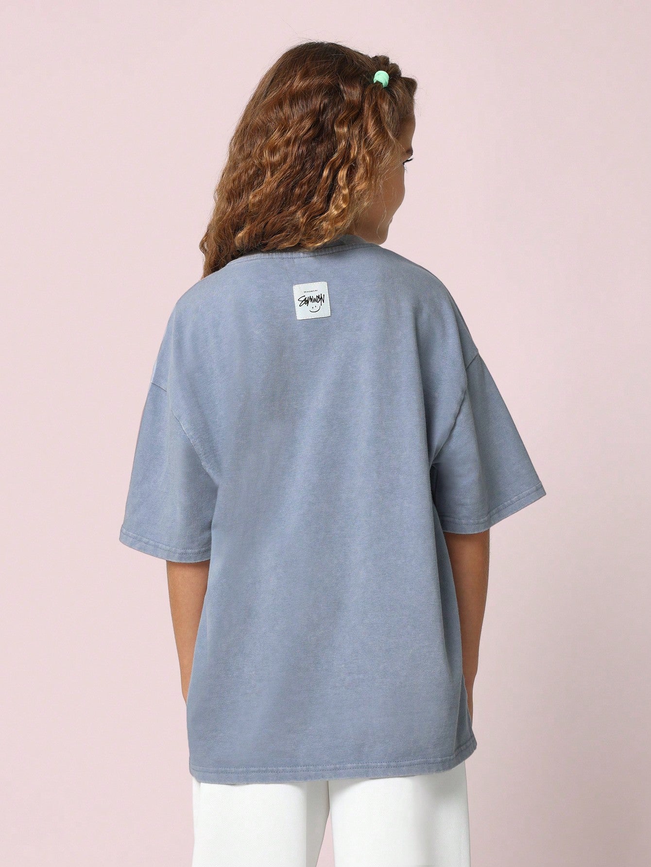 Tween Girls Oversized Washed Tee With Graphic Print