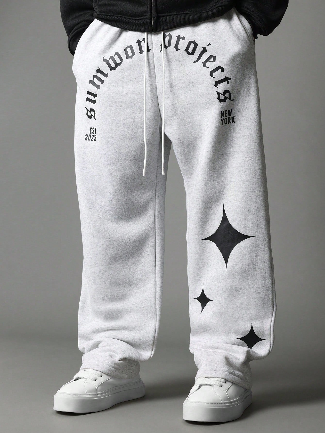 Drop Crotch Jogger With Diamond Graphic Print