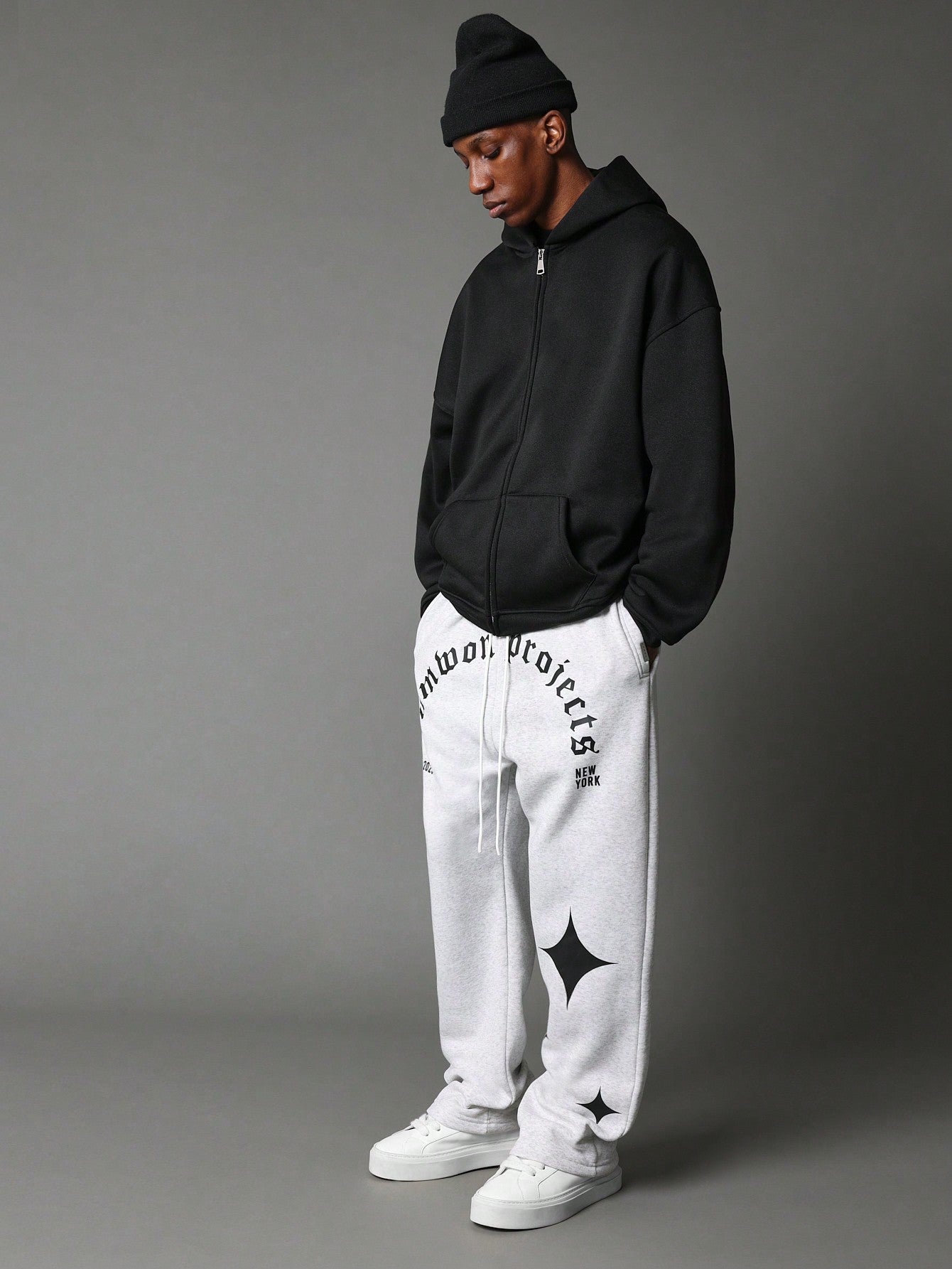 Drop Crotch Jogger With Diamond Graphic Print