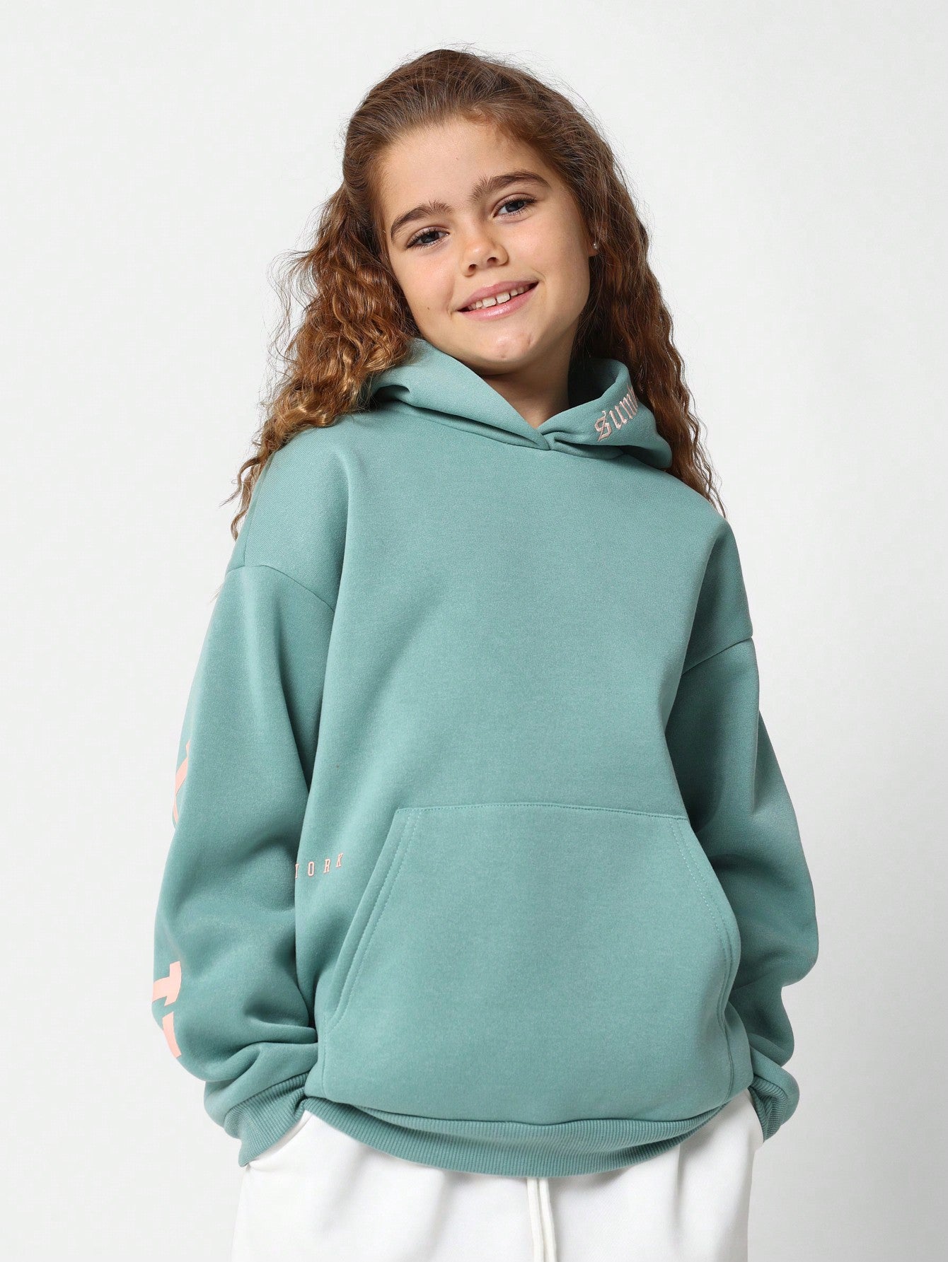 Tween Girls Overhead Hoodie With Back New York Graphic Print