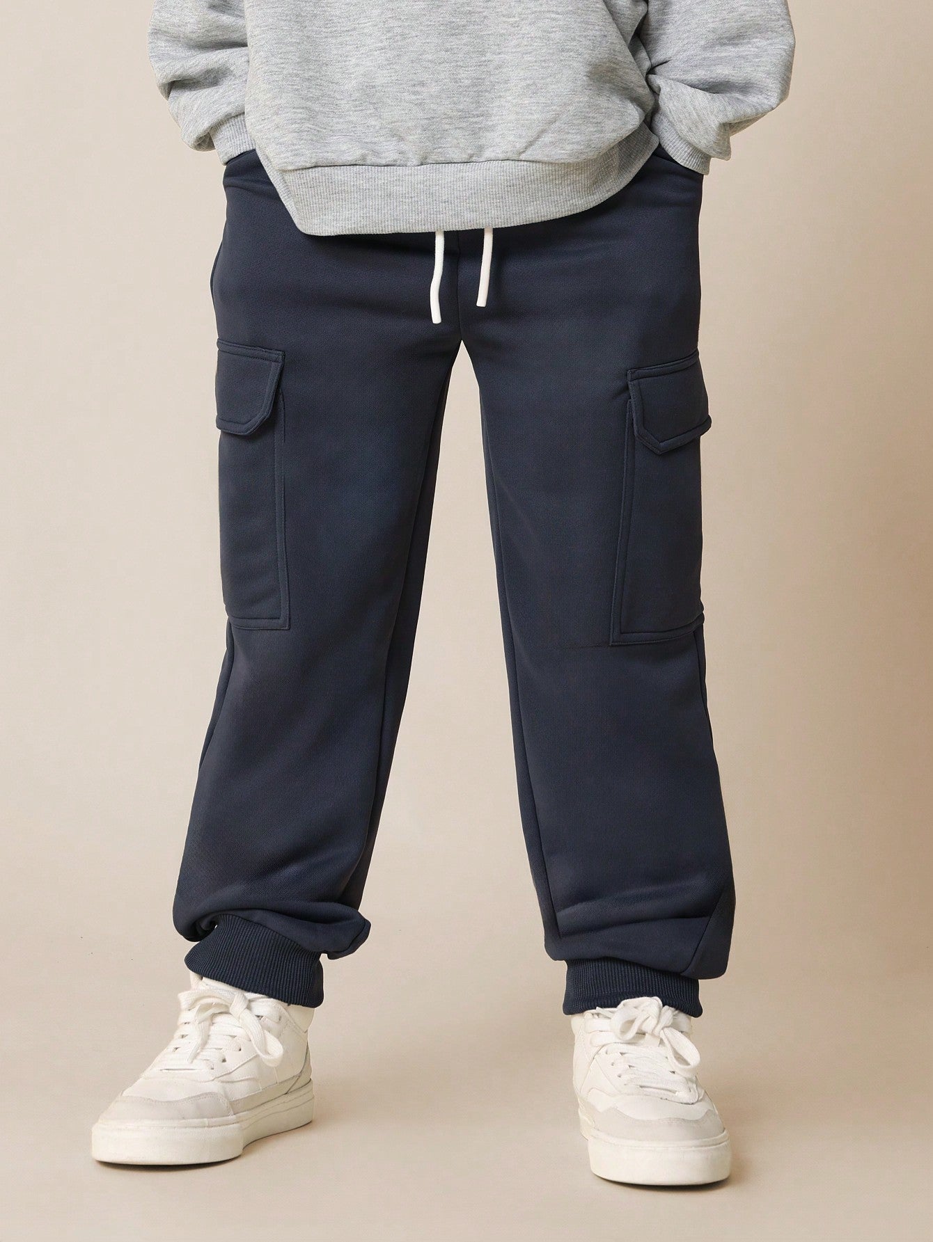 Tween Boys Slim Fit Cuffed Cargo Essential Jogger With Drawcords