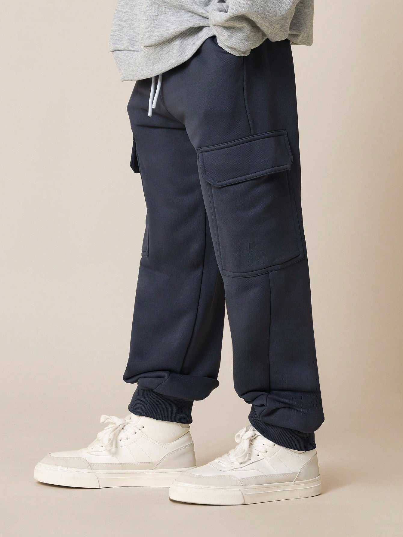 Tween Boys Slim Fit Cuffed Cargo Essential Jogger With Drawcords