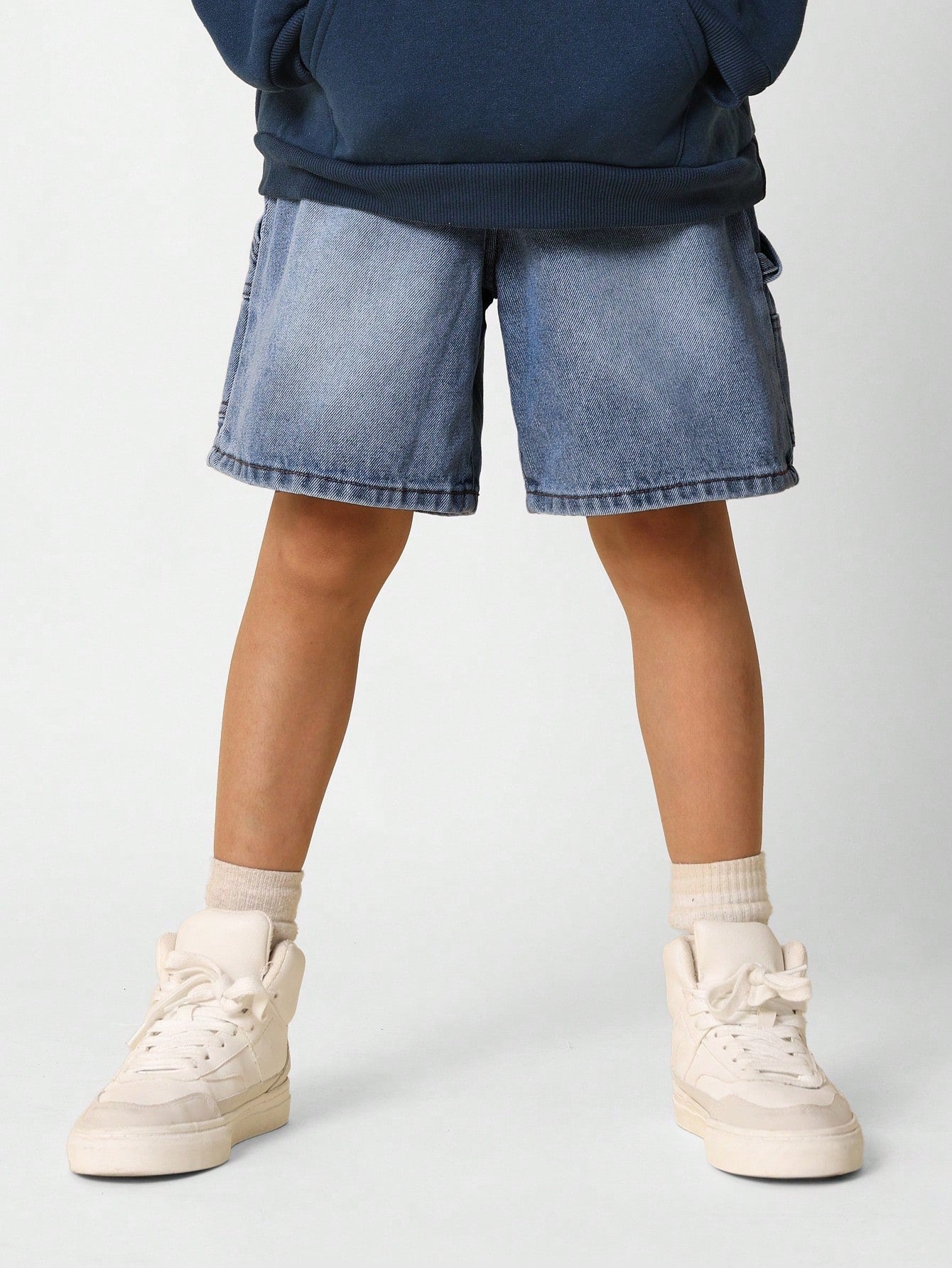 Tween Boys Washed Carpenter Denim Short With Graffiti Graphic Print