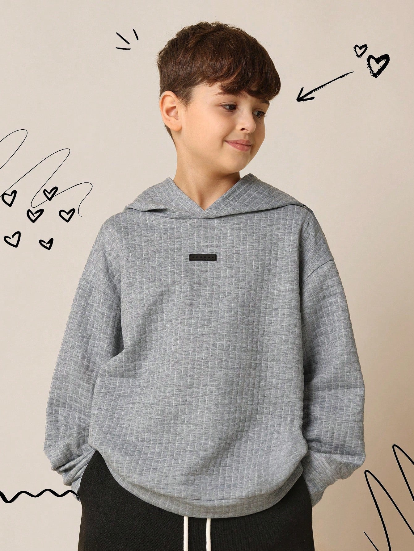 Tween Boys Regular Fit Textured Hoodie