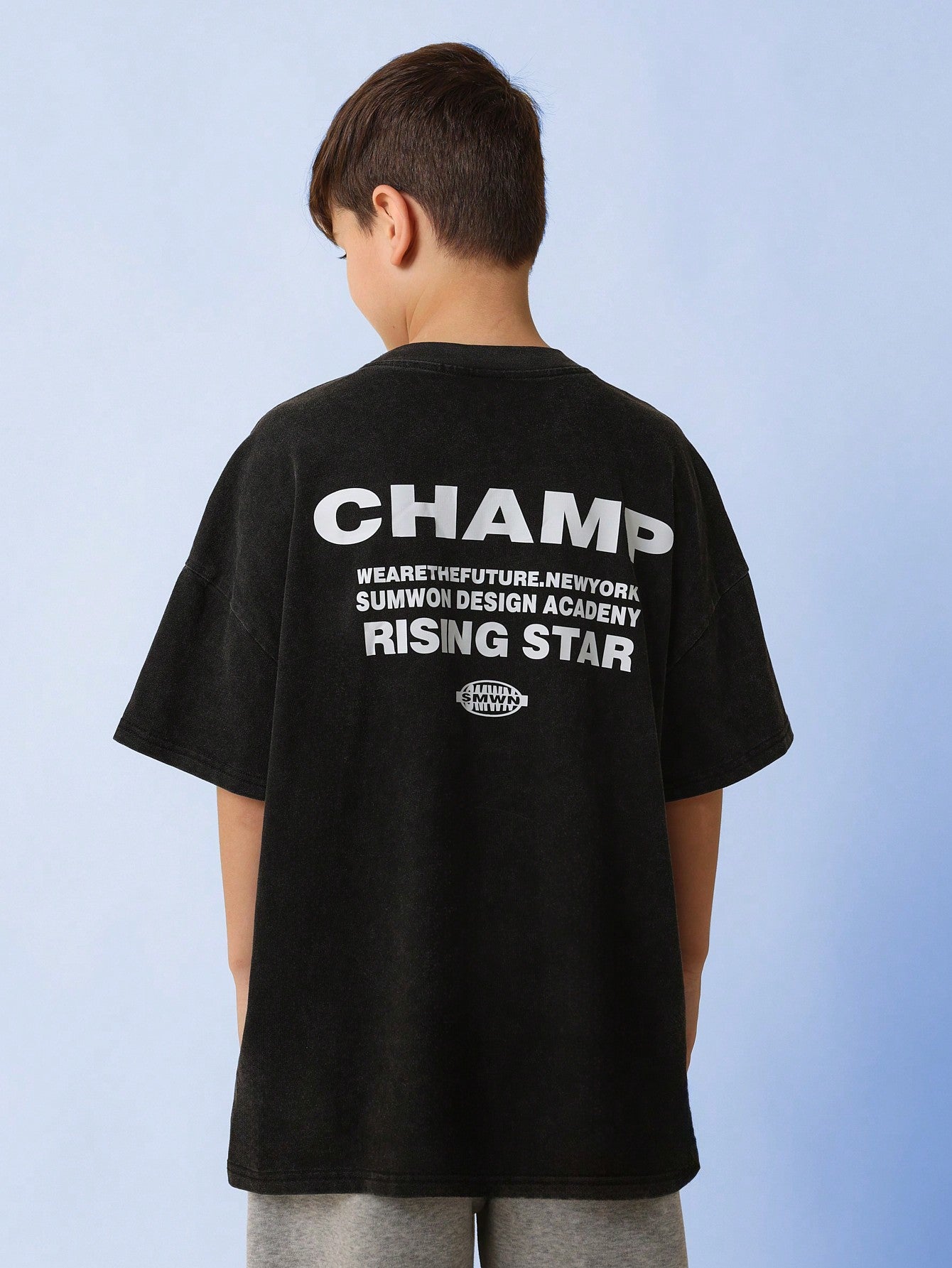 Tween Boys Regular Fit Short Sleeve Tee With Champ Graphic Print