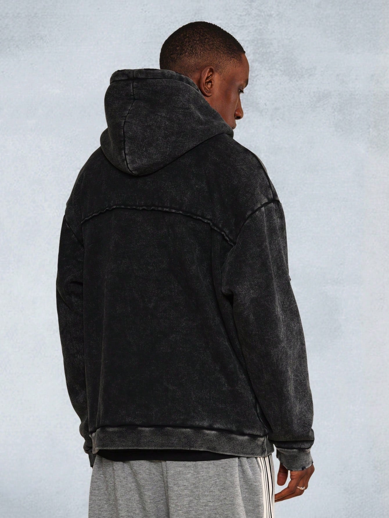 Regular Fit Overhead Raw Edge Washed Hoodie