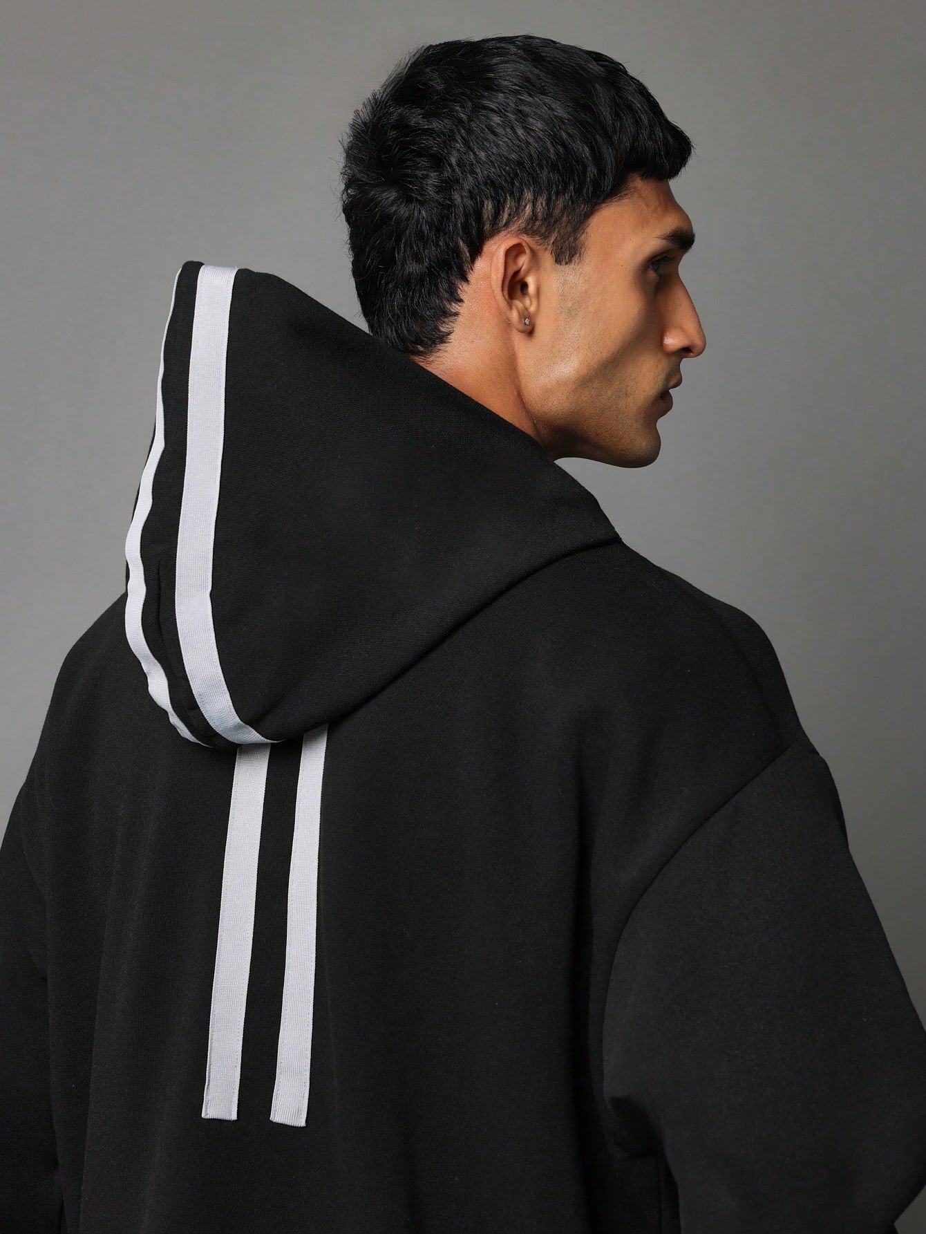 Regular Fit Overhead Hoodie With Stripes