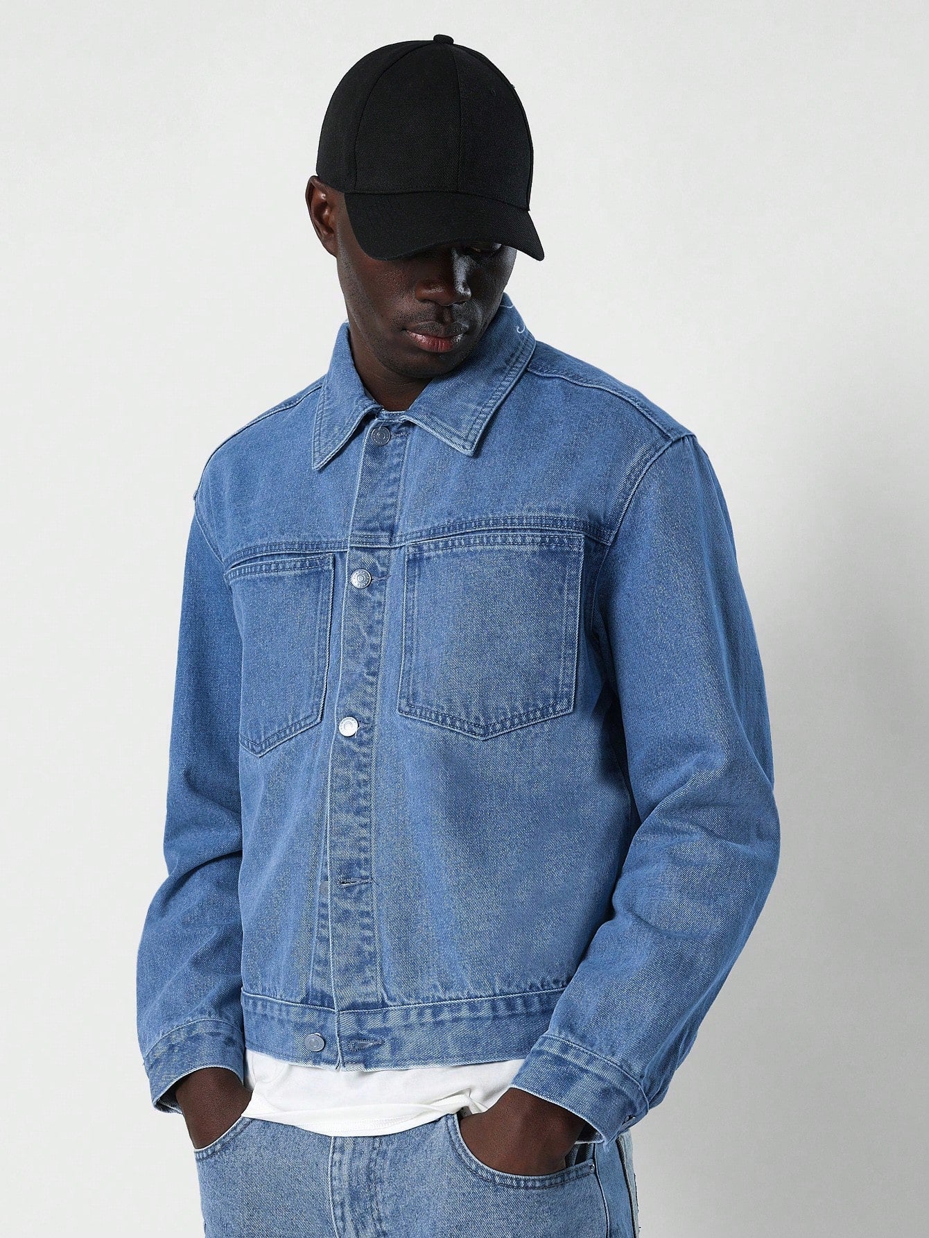 Cropped Washed Denim Jacket