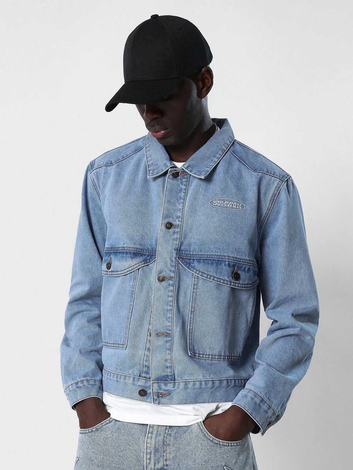 Cropped Washed Western Denim Jacket