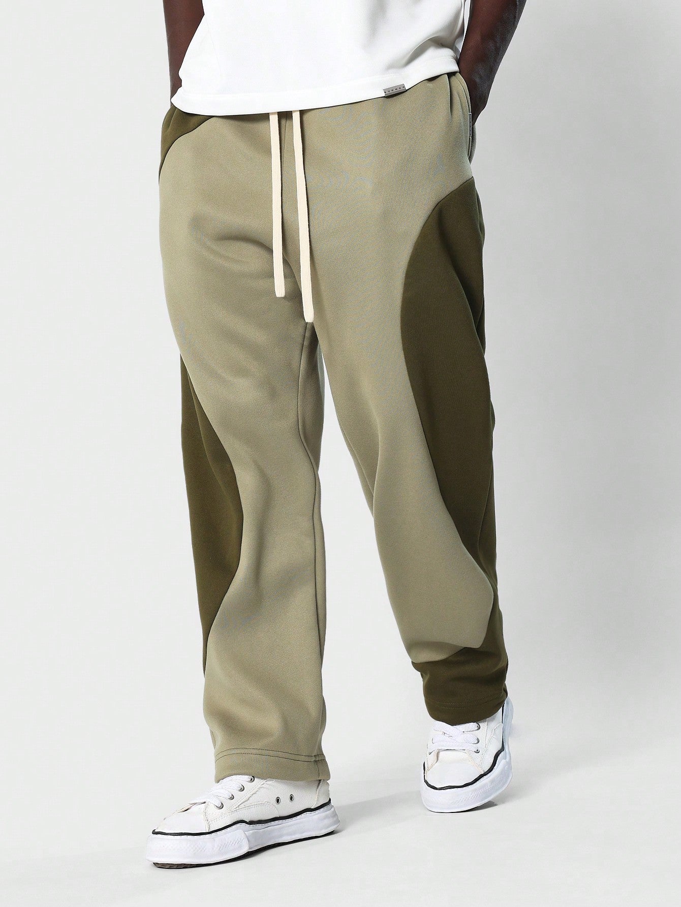 Straight Fit Colour Block Curved Panel Jogger