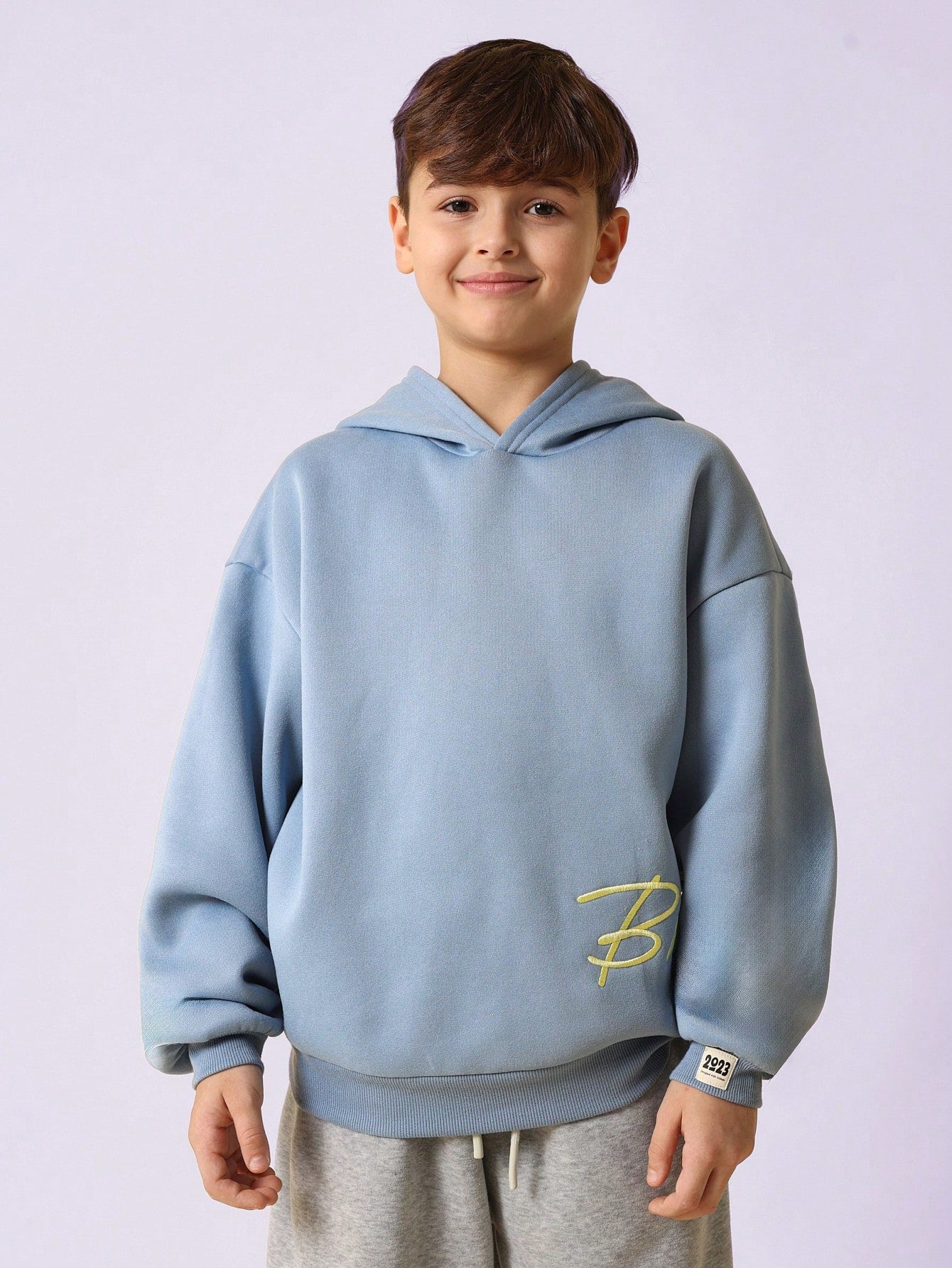 Tween Boys Comfy Regular Fit Washed Overhead Hoodie With Embroidery