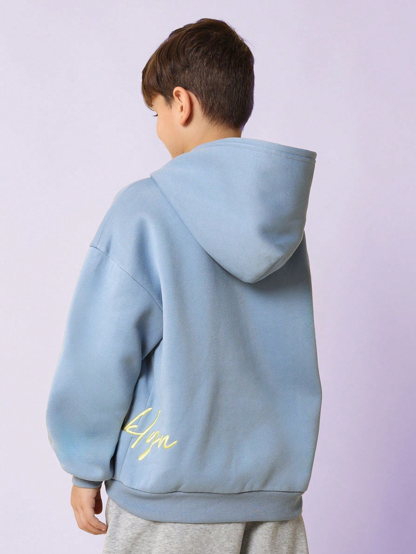 Tween Boys Comfy Regular Fit Washed Overhead Hoodie With Embroidery