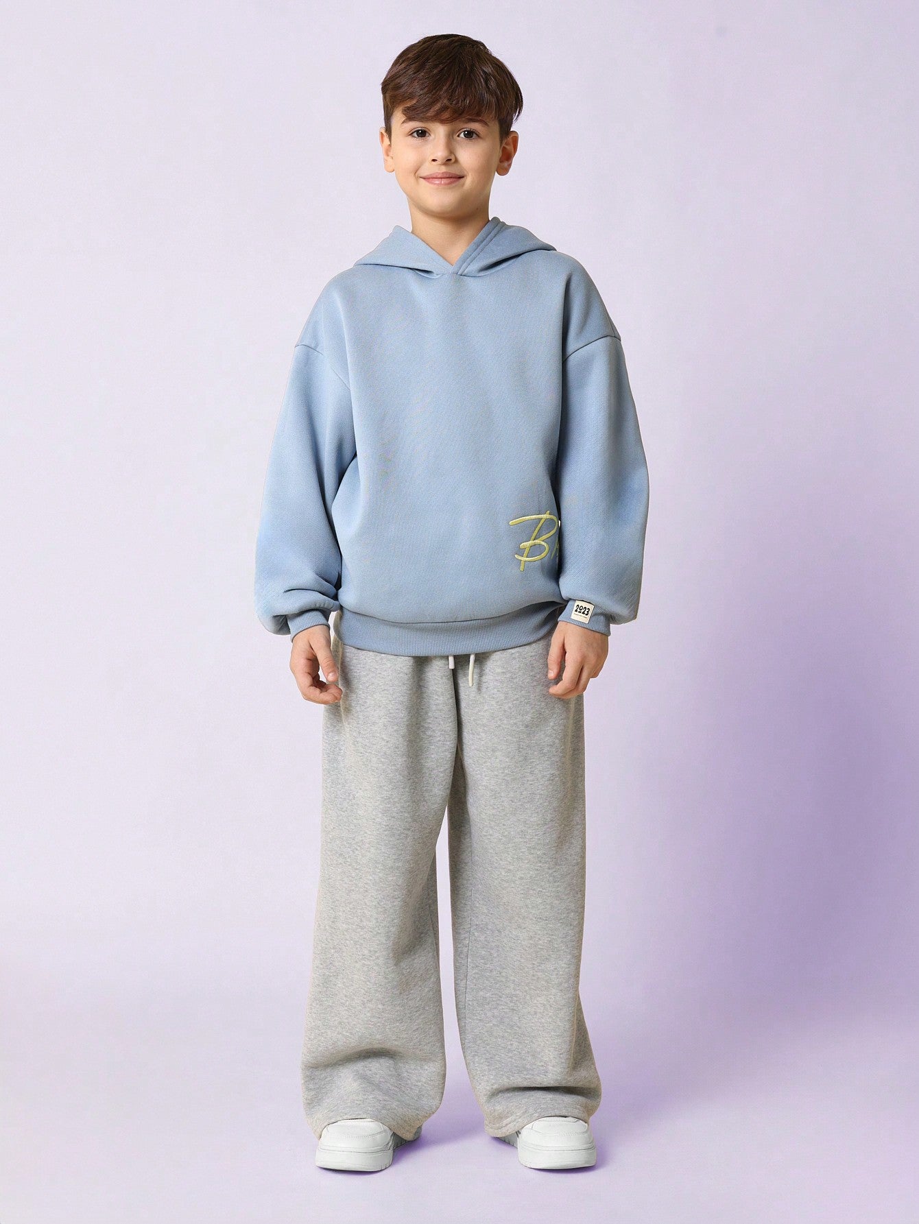 Tween Boys Comfy Regular Fit Washed Overhead Hoodie With Embroidery