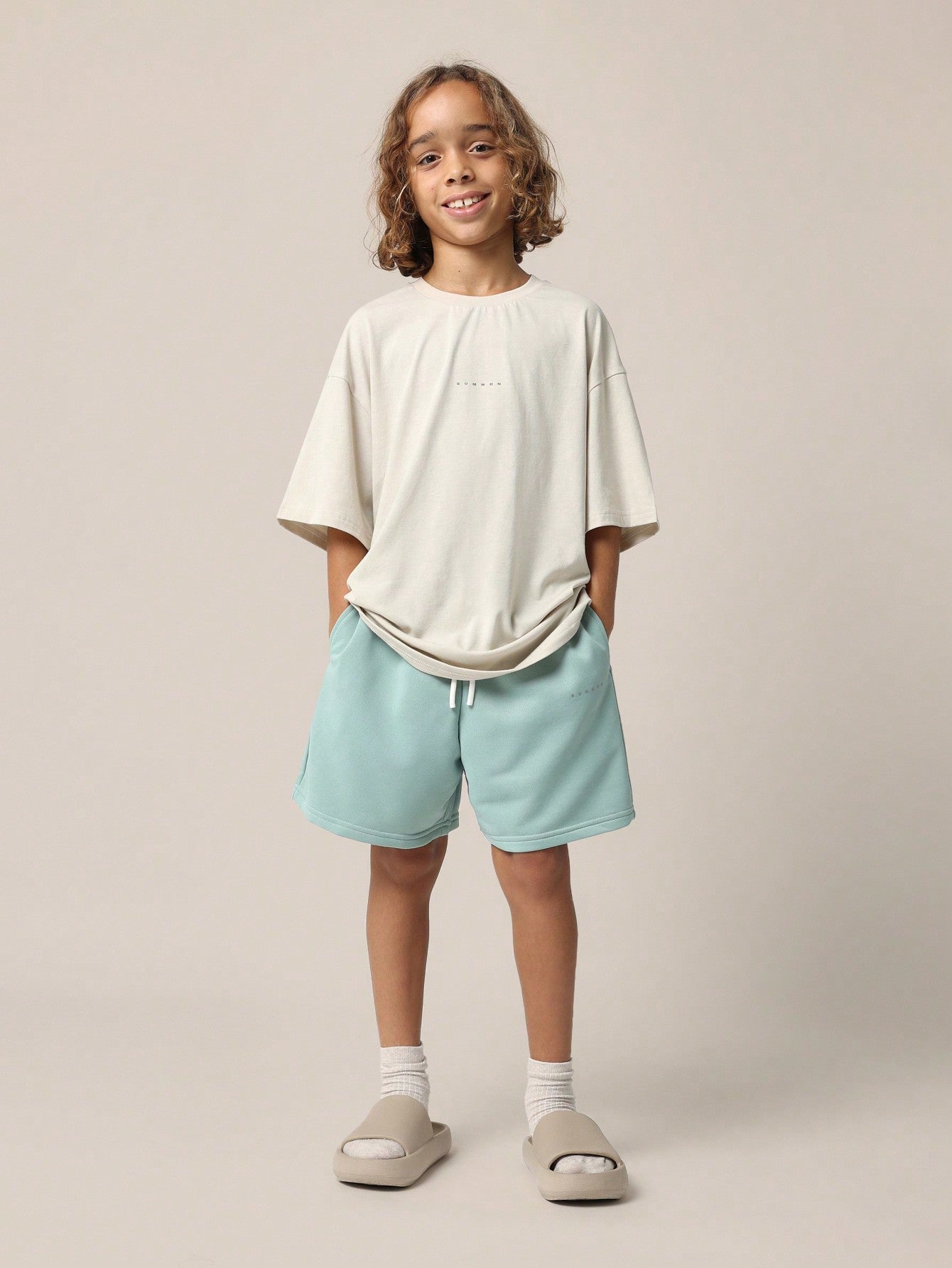 Tween Boys Everyday Oversized Tee And Short With Small Graphic Print 2 Piece Set