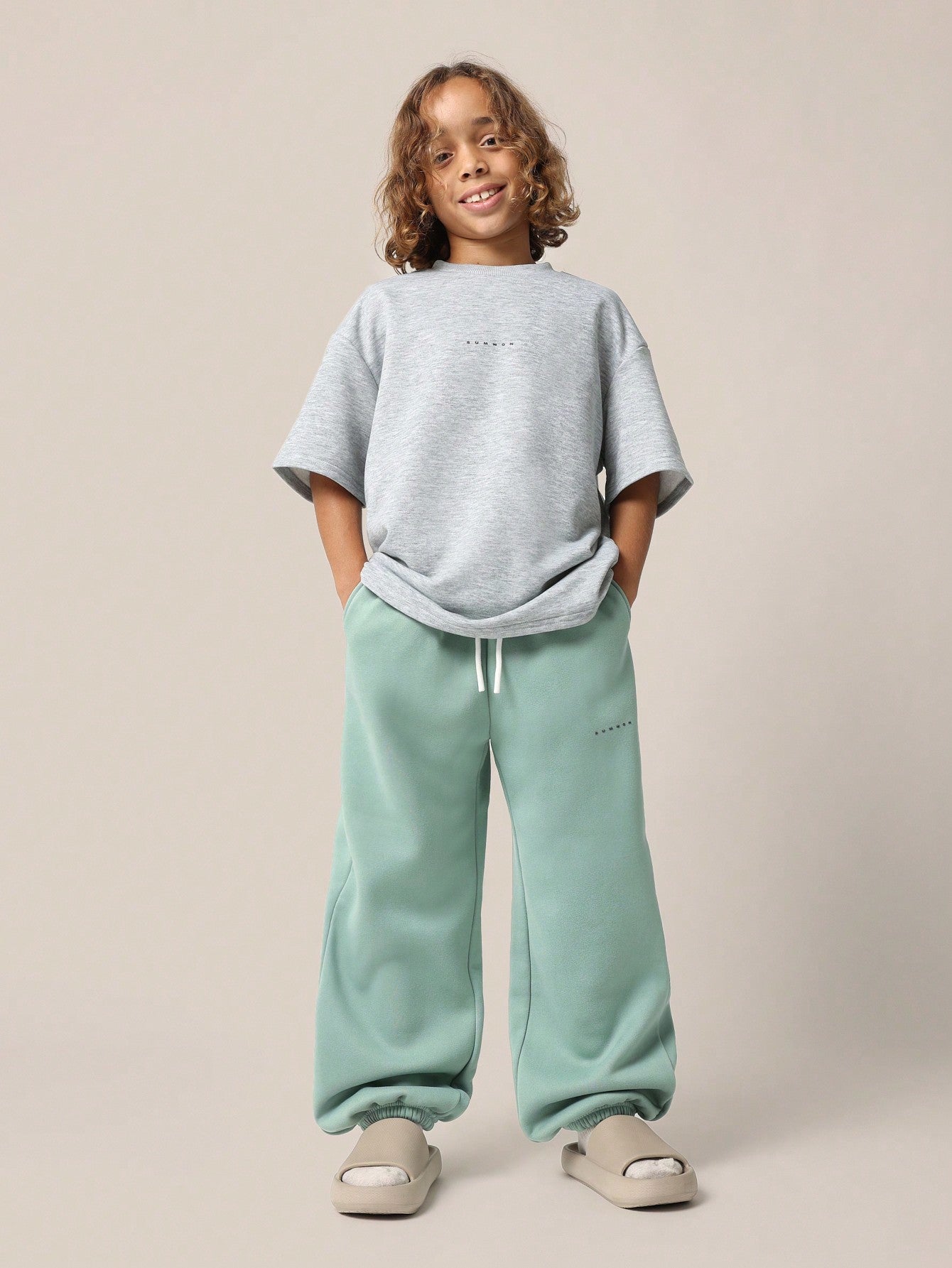 Tween Boys Oversized Elbow Sleeve Tee With Baggy Fit Joggers 2 Piece Set