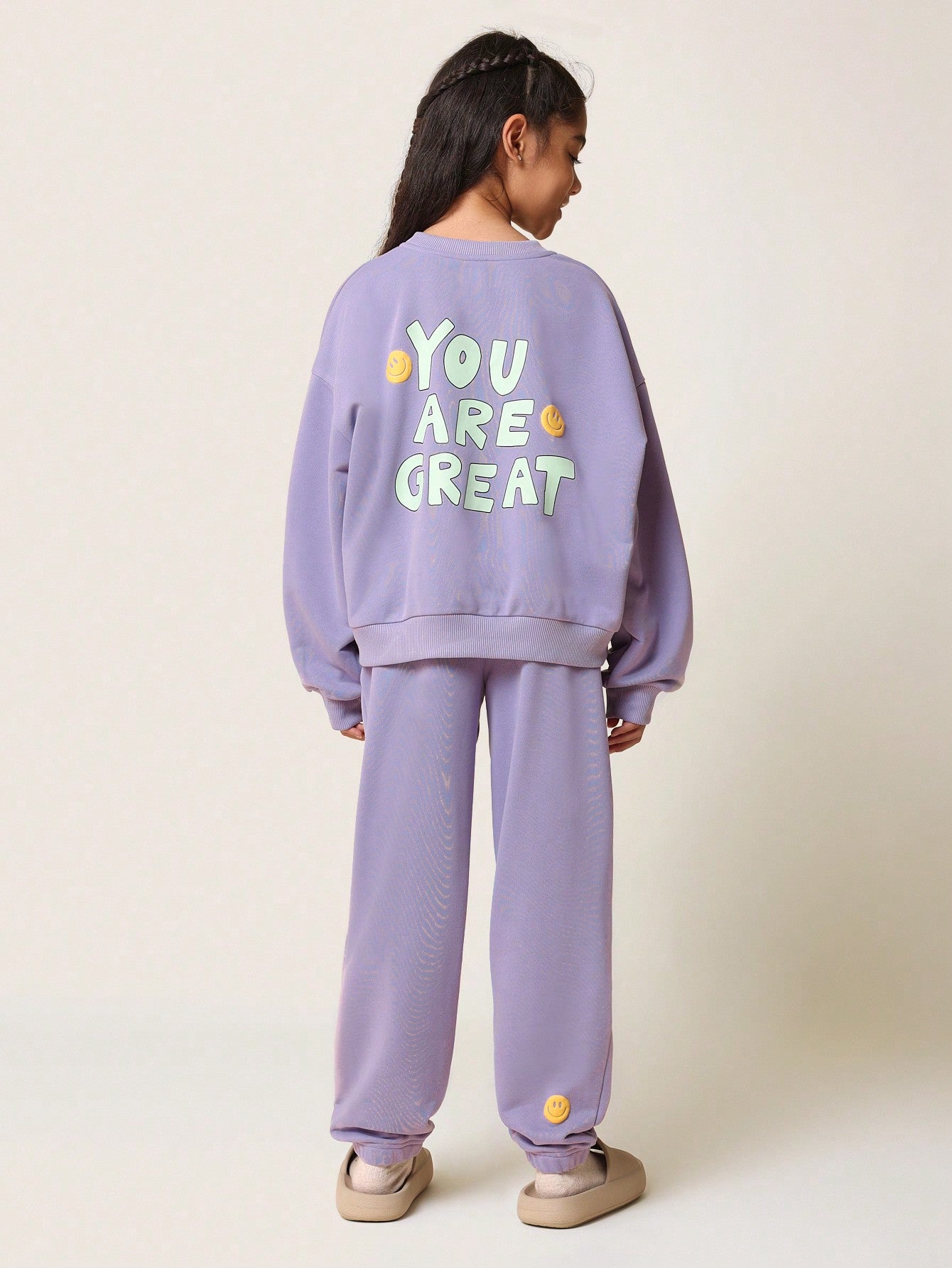 Tween Girls Relaxed Regular Fit You Are Great Graphic Print Sweatshirt And Jogger 2 Piece Set