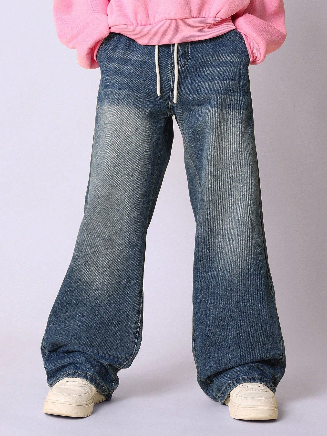 Tween Girls Straight Fit Tie Waist Jean