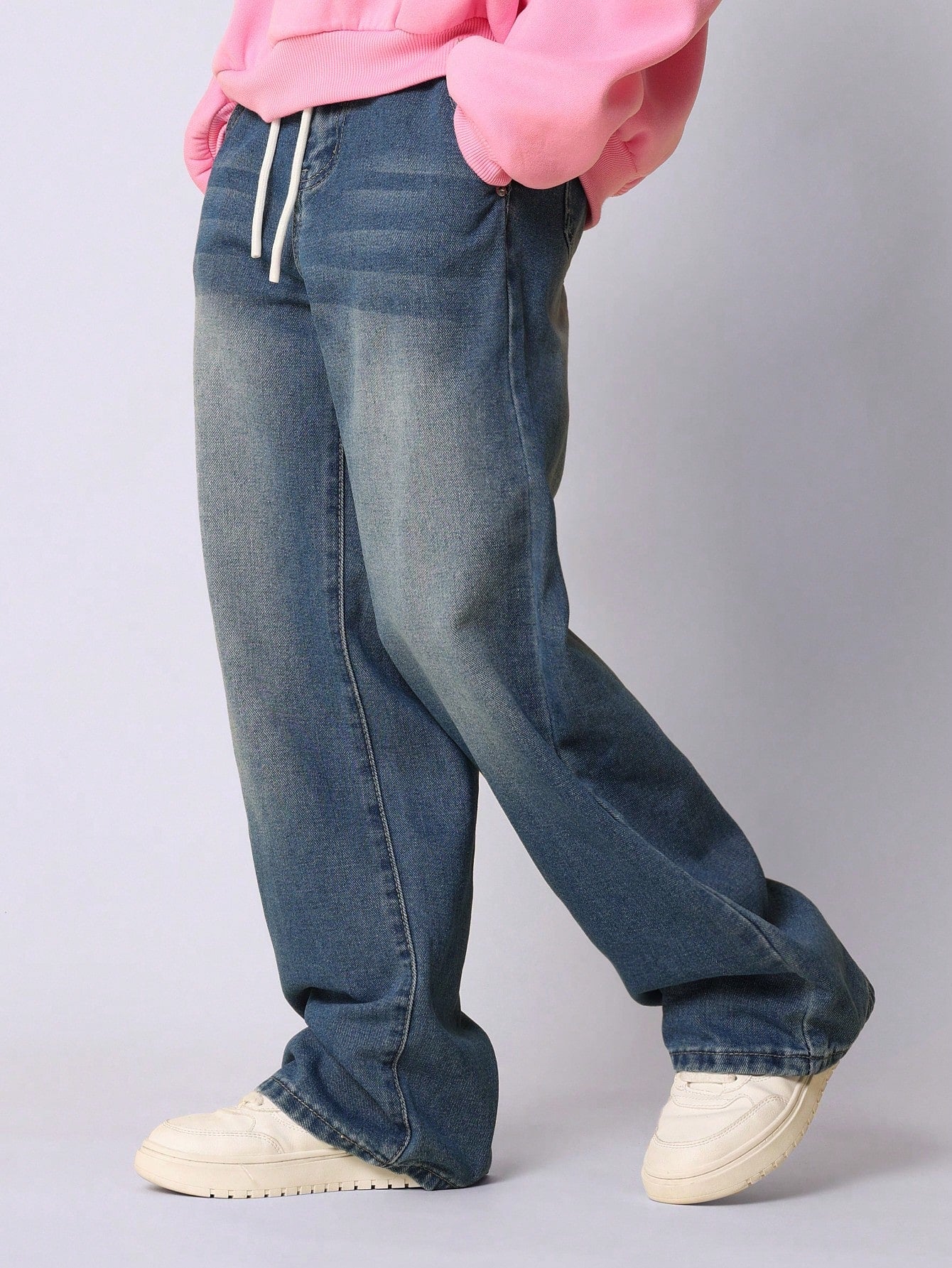 Tween Girls Straight Fit Tie Waist Jean