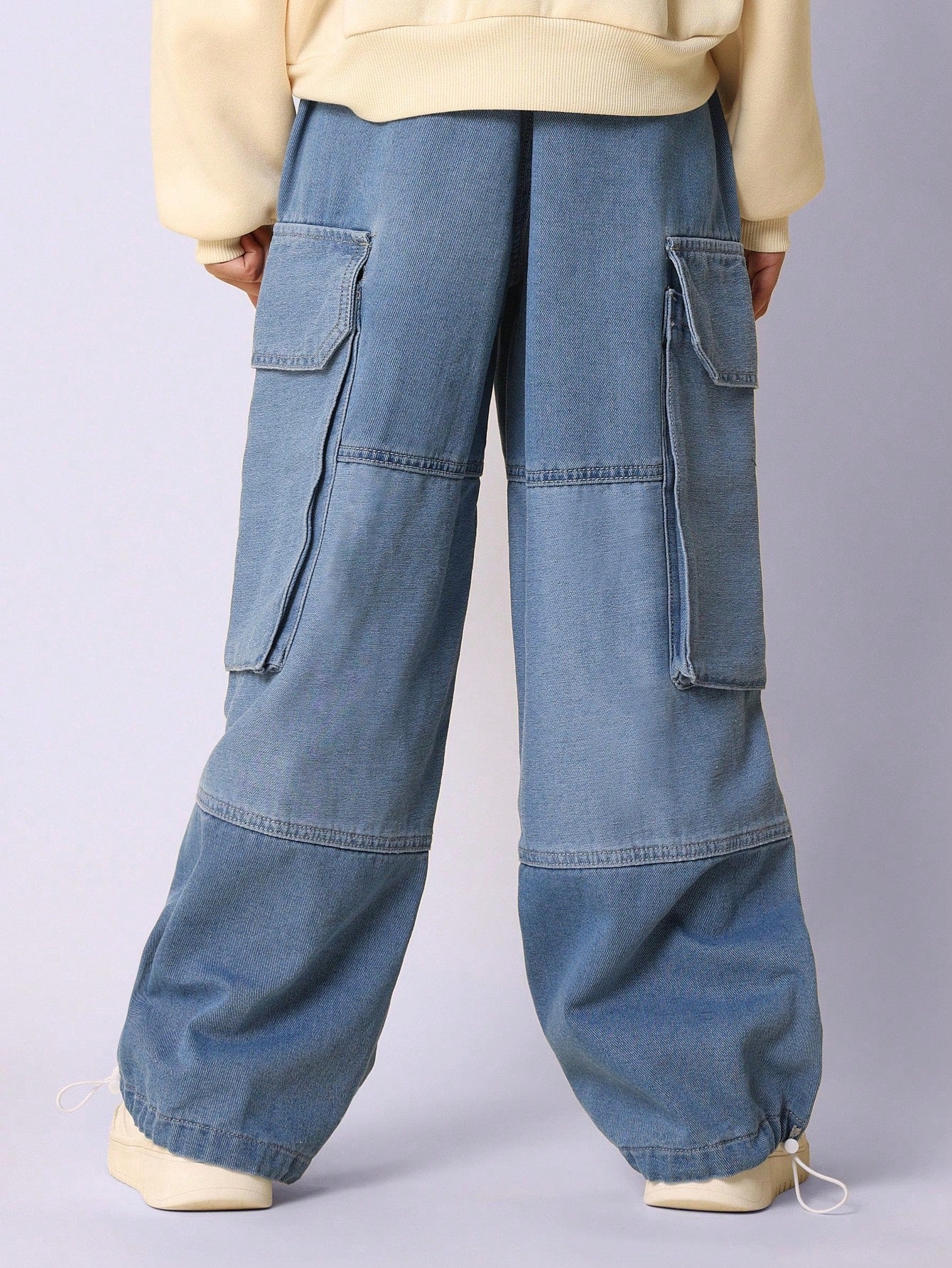 Tween Girls Loose Fit Blocked Denim Carpenter Jean