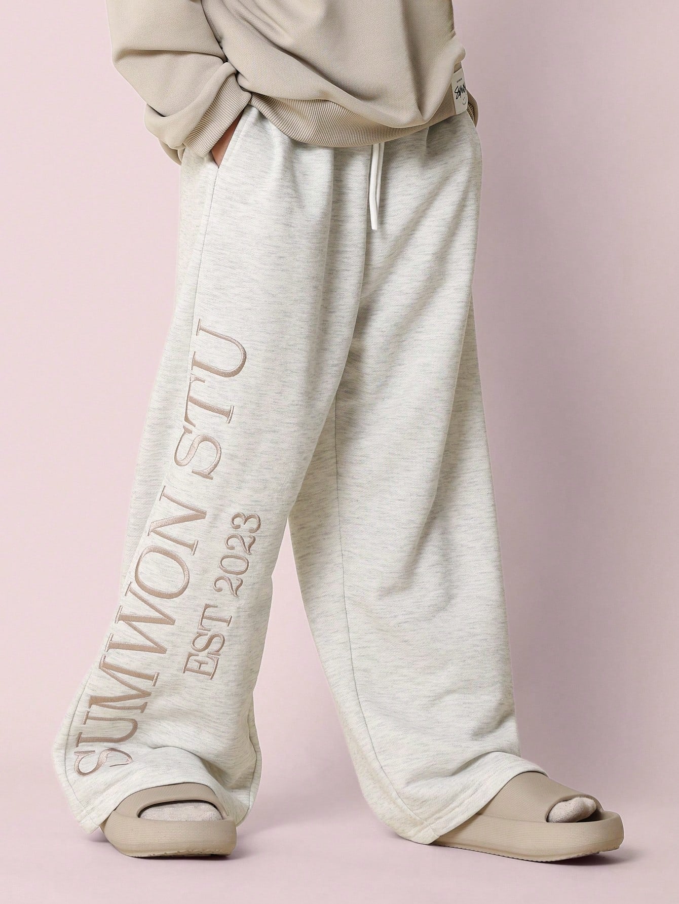 Tween Girls Comfy Wide Leg Sweatpants With Embroidery