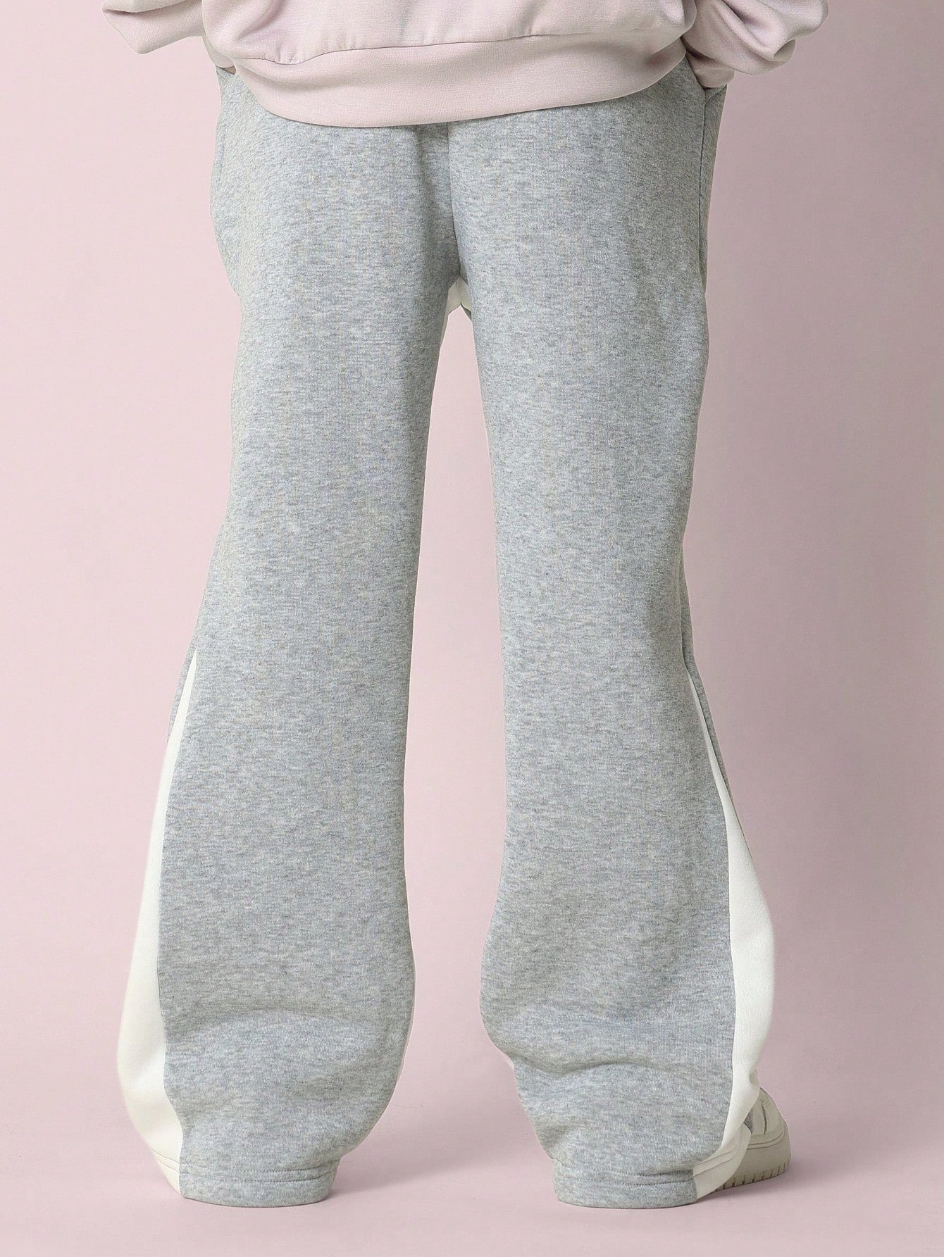 Tween Girls Comfy Grey Marl Flare Fit Panelled Essential Sweatpants