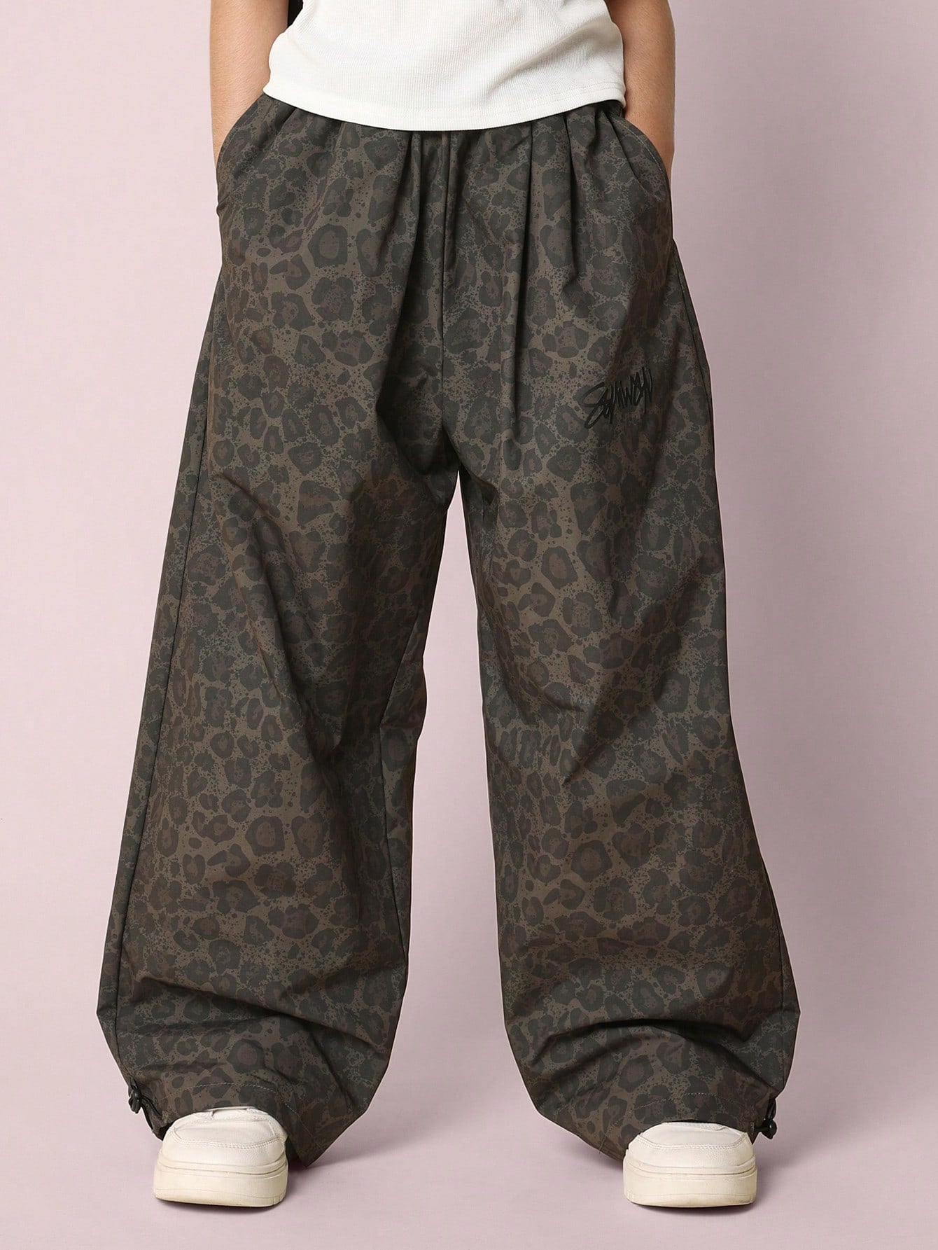 Tween Girls Relaxed Loose Fit Baggy Leopard Printed Pant